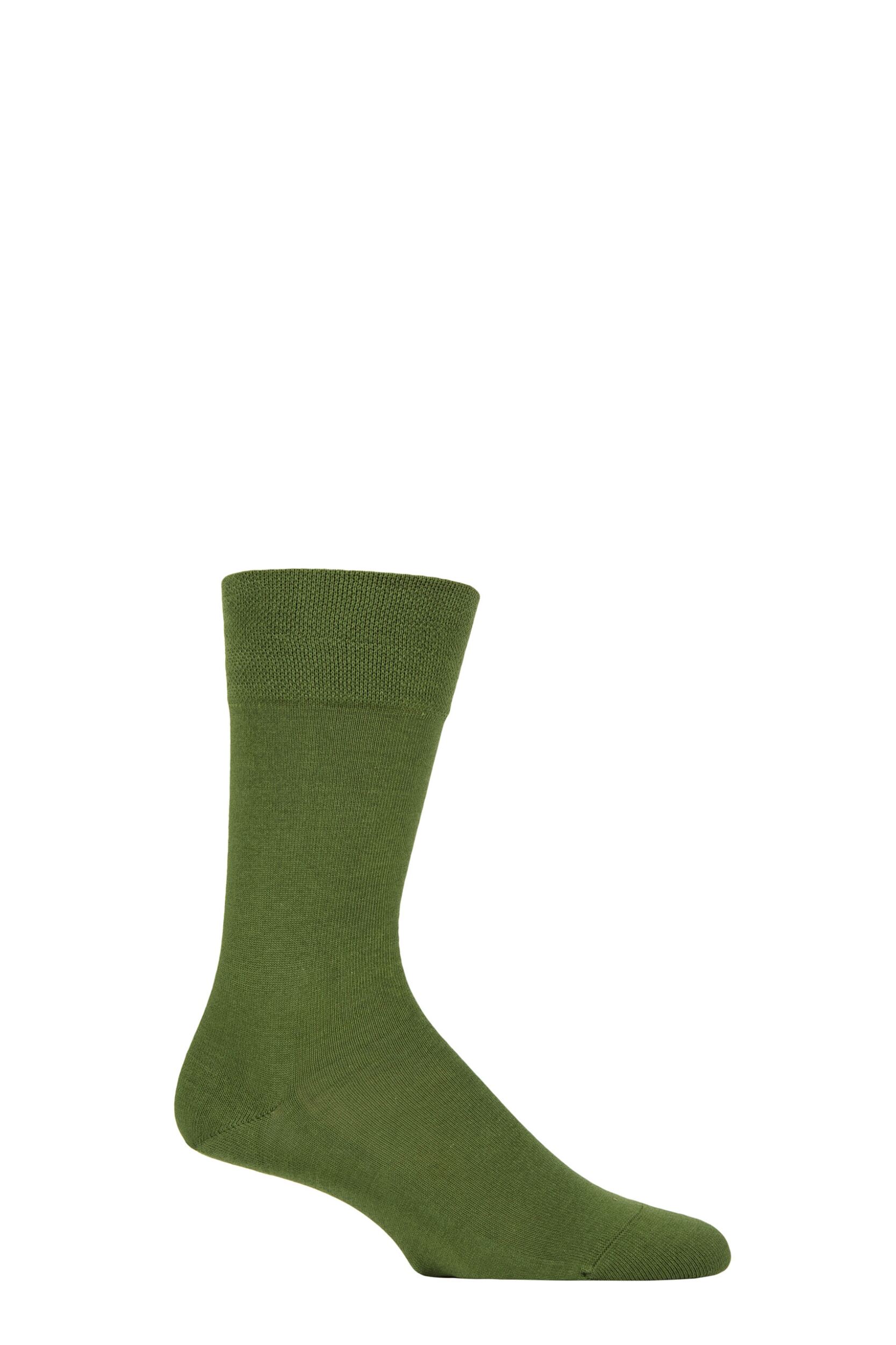 Image of Mens 1 Pair Falke Sensitive London Cotton Left and Right Socks With Comfort Cuff Cypress 8.5-11 Mens