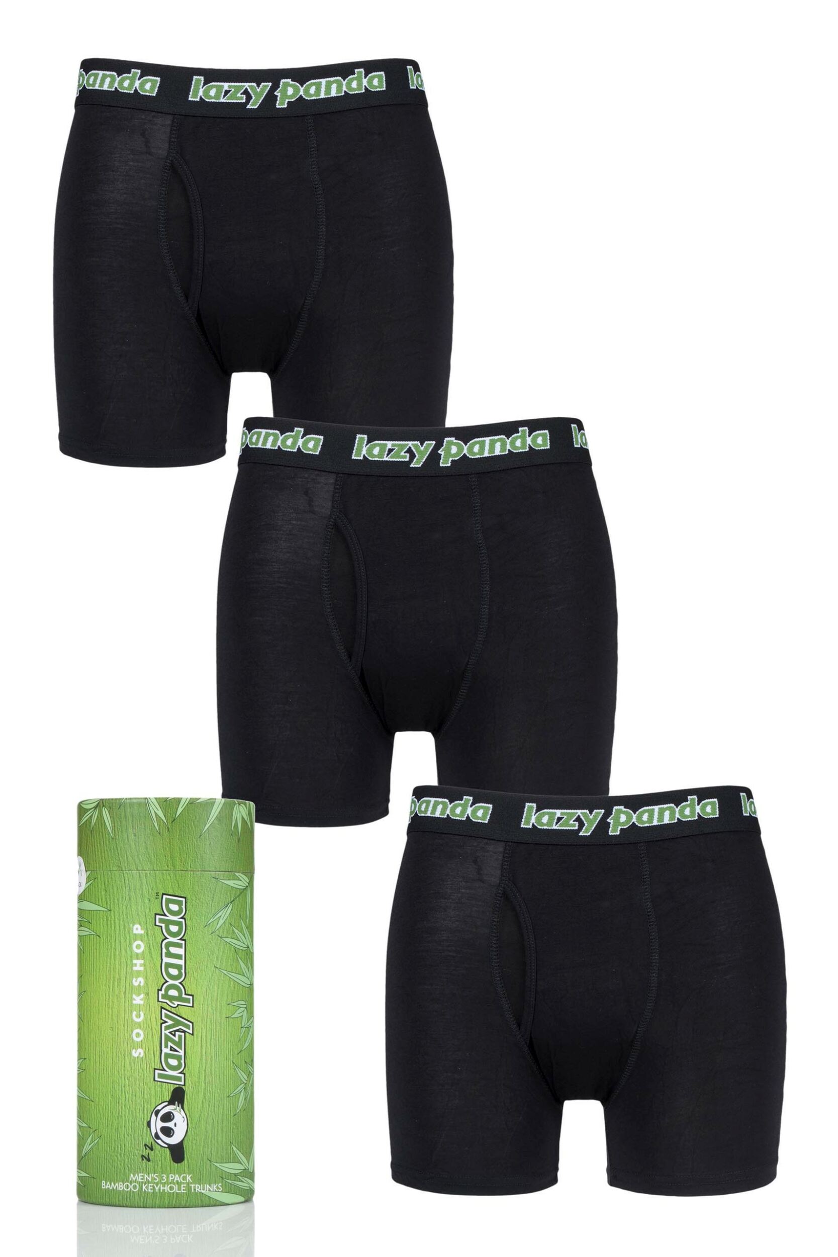 3 Pack Black Bamboo Boxer Shorts Men's Small - Lazy Panda