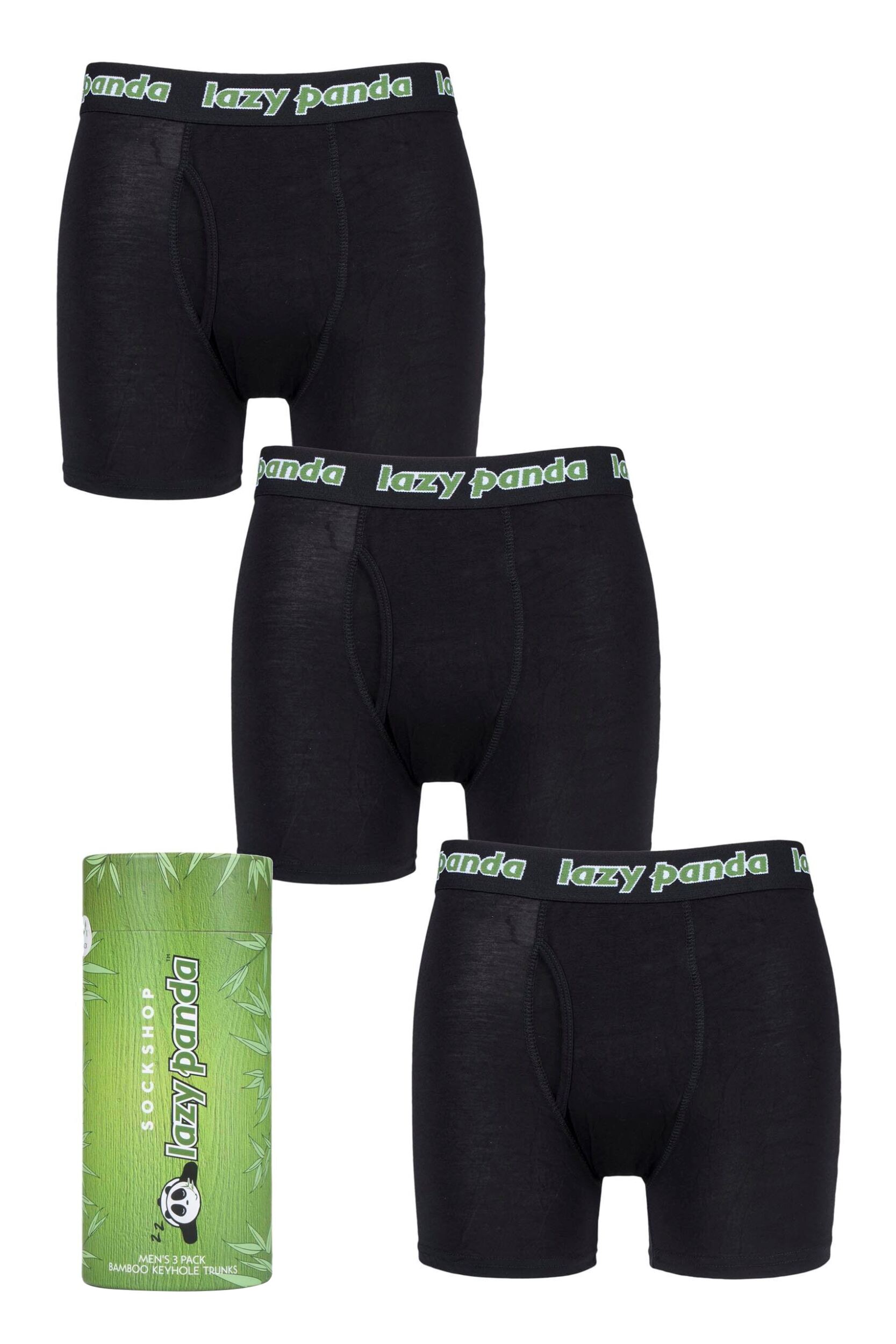 Image of 3 Pack Black Bamboo Boxer Shortsens- Lazy Panda