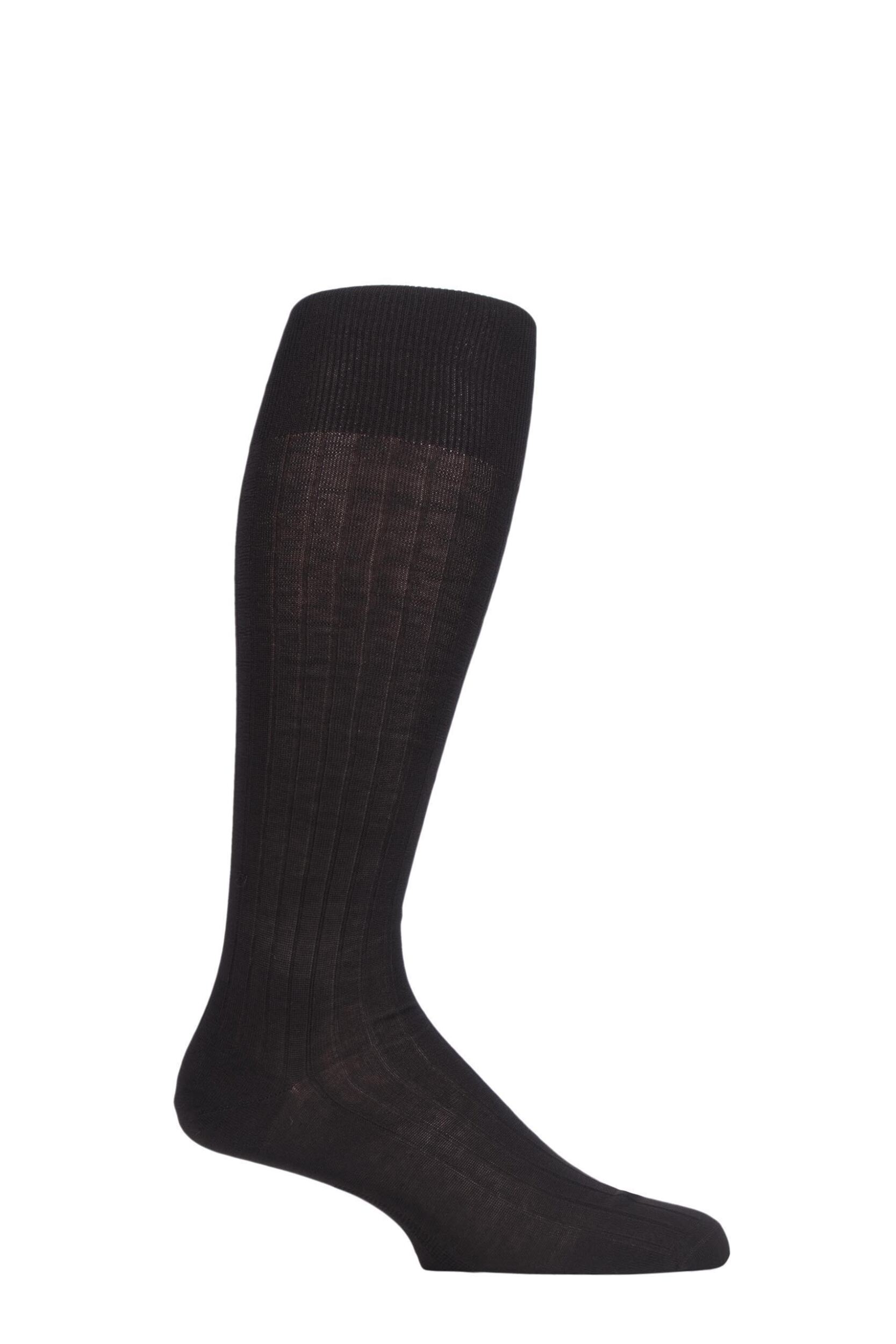 1 Pair Brown Milano 97% Cotton Knee High Socks Men's 7-8 Mens - Falke
