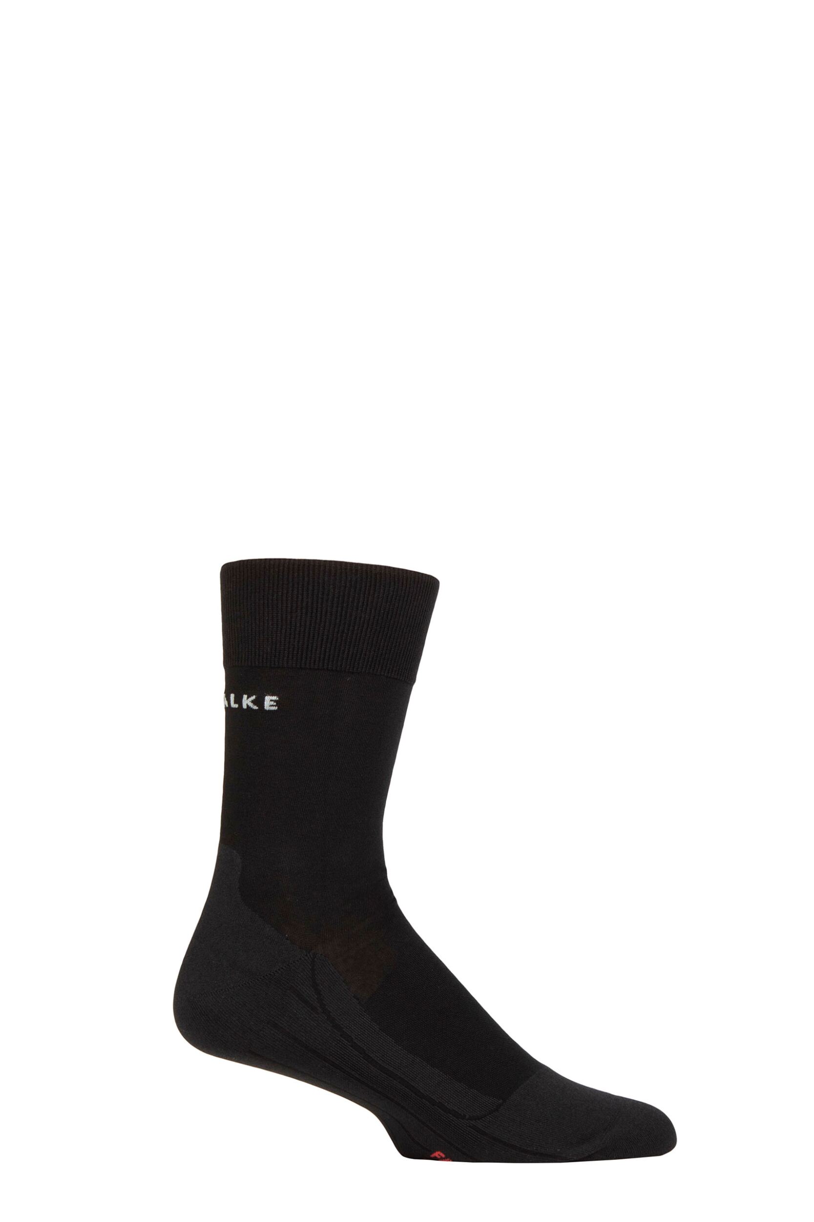 Mens 1 Pair Falke RU4 Light Cushioned Run Socks Black 5.5-7.5 Mens
