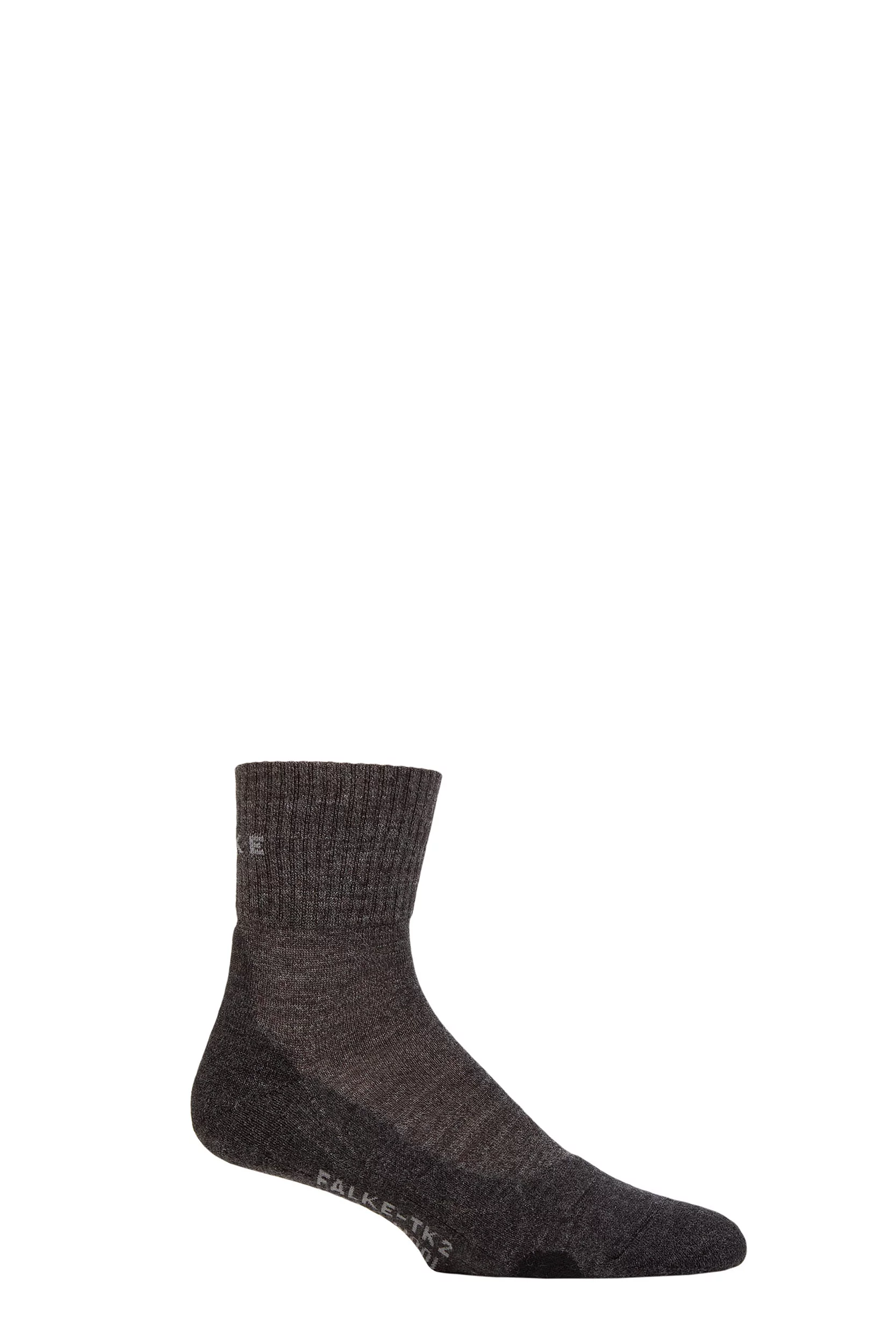 Mens 1 Pair Falke TK2 Wool Short Trekking Socks Charcoal 44