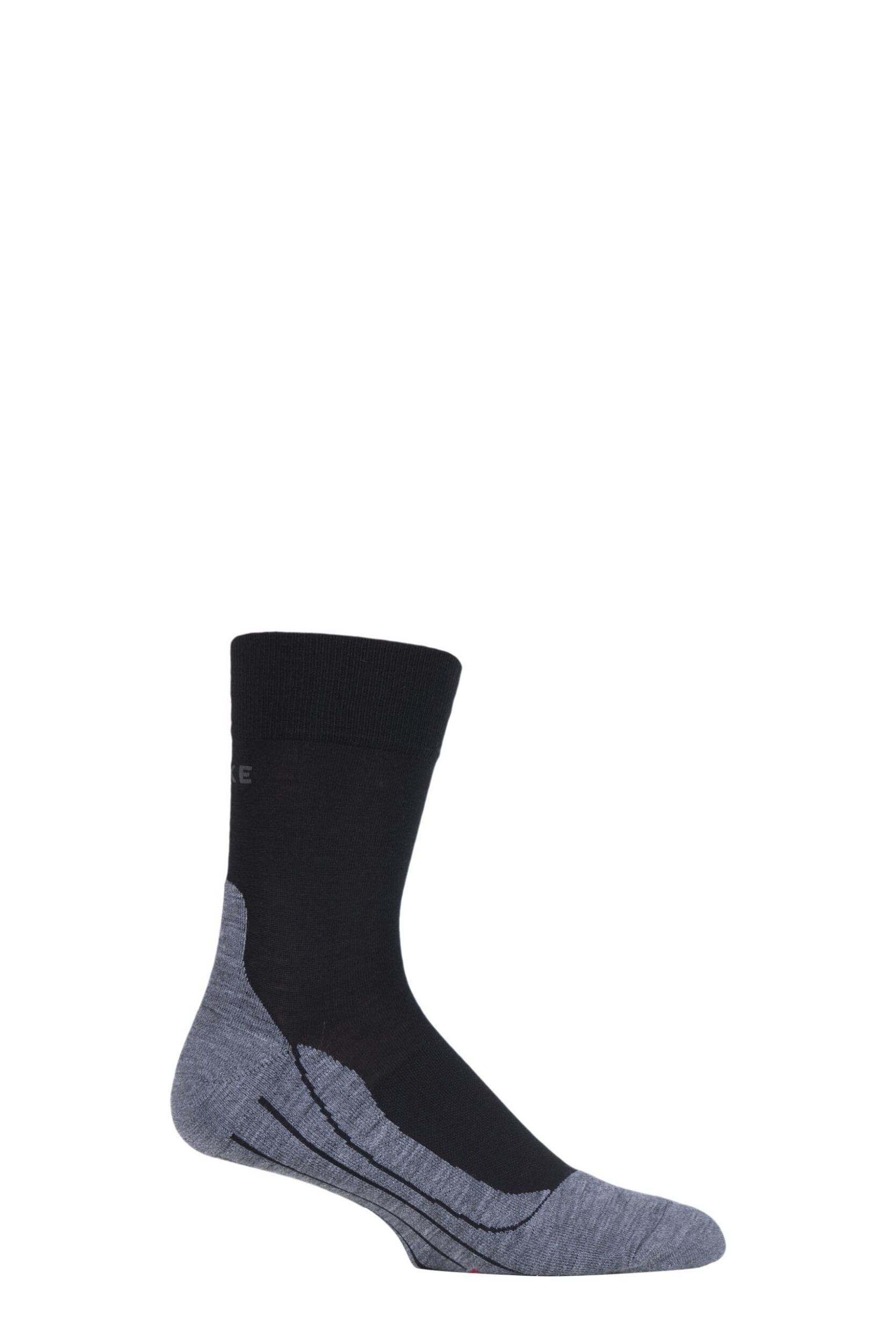 1 Pair Black RU4 Cushioned Wool Sports Crew Socks Men's 11-12.5 Mens - Falke