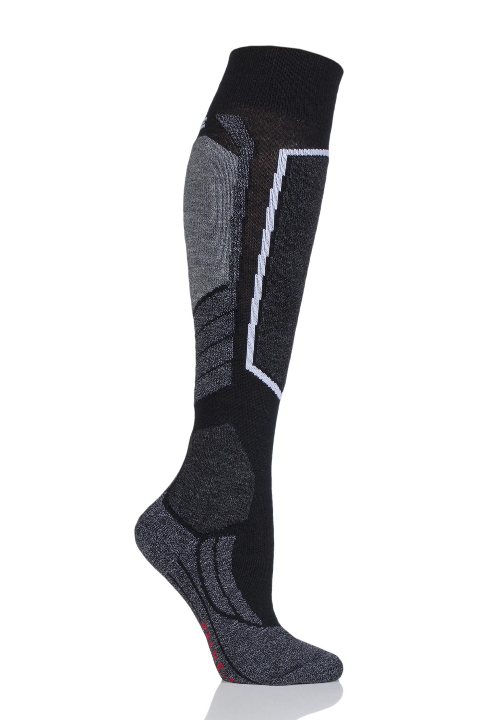 1 Pair Black SK4 Medium Volume Wool Ski Socks Ladies 4-5 Ladies - Falke