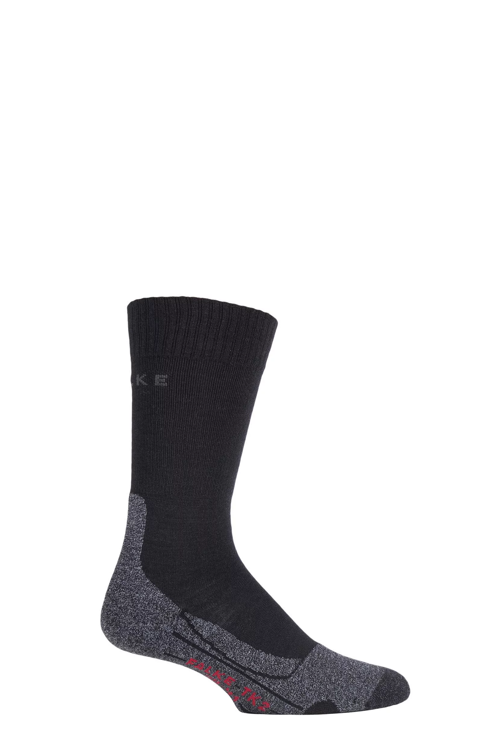 1 Pair Black TK2 Medium Volume Ergonomic Cushioned Trekking Socks Men's 5.5-7.5 Mens - Falke