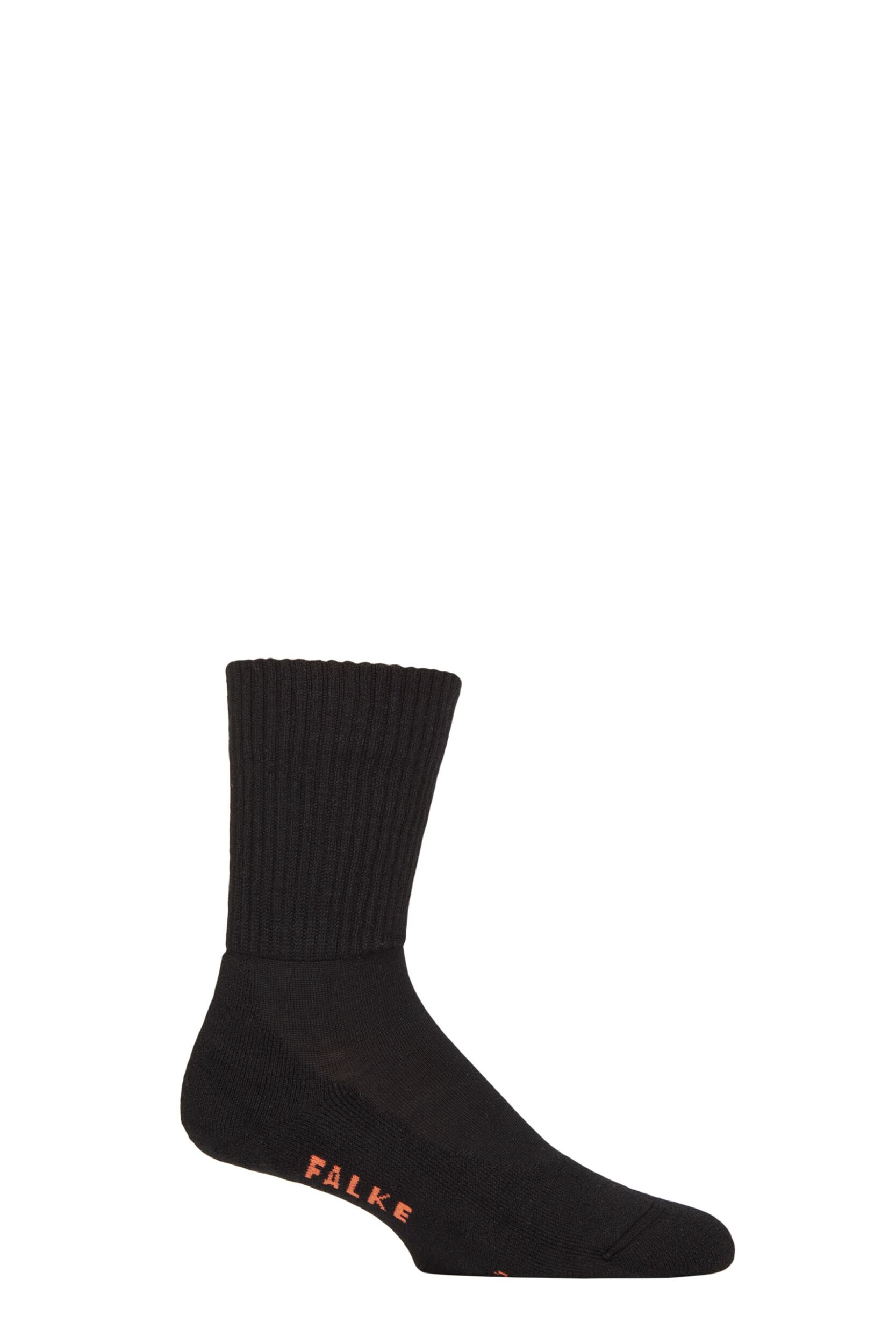 Mens and Women's 1 Pair Falke Walkie Light Cushioned Virgin Wool Walking Socks Black 11-12.5 UK