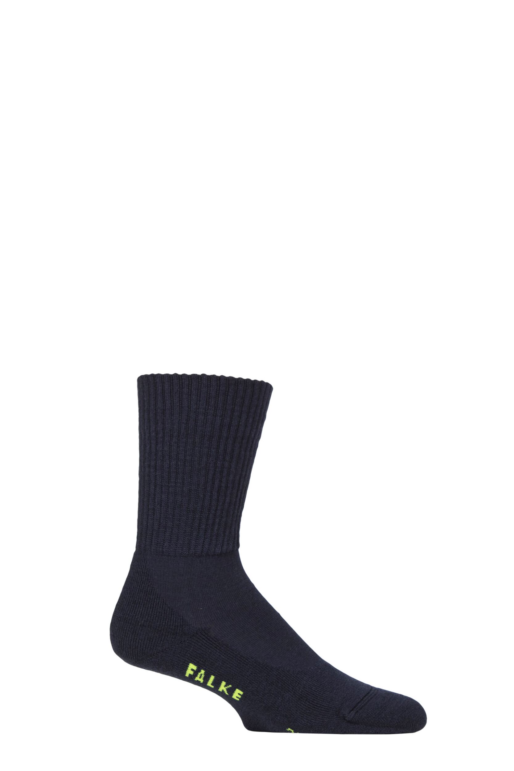 Mens and Women's 1 Pair Falke Walkie Light Cushioned Virgin Wool Walking Socks Marine 11-12.5 UK