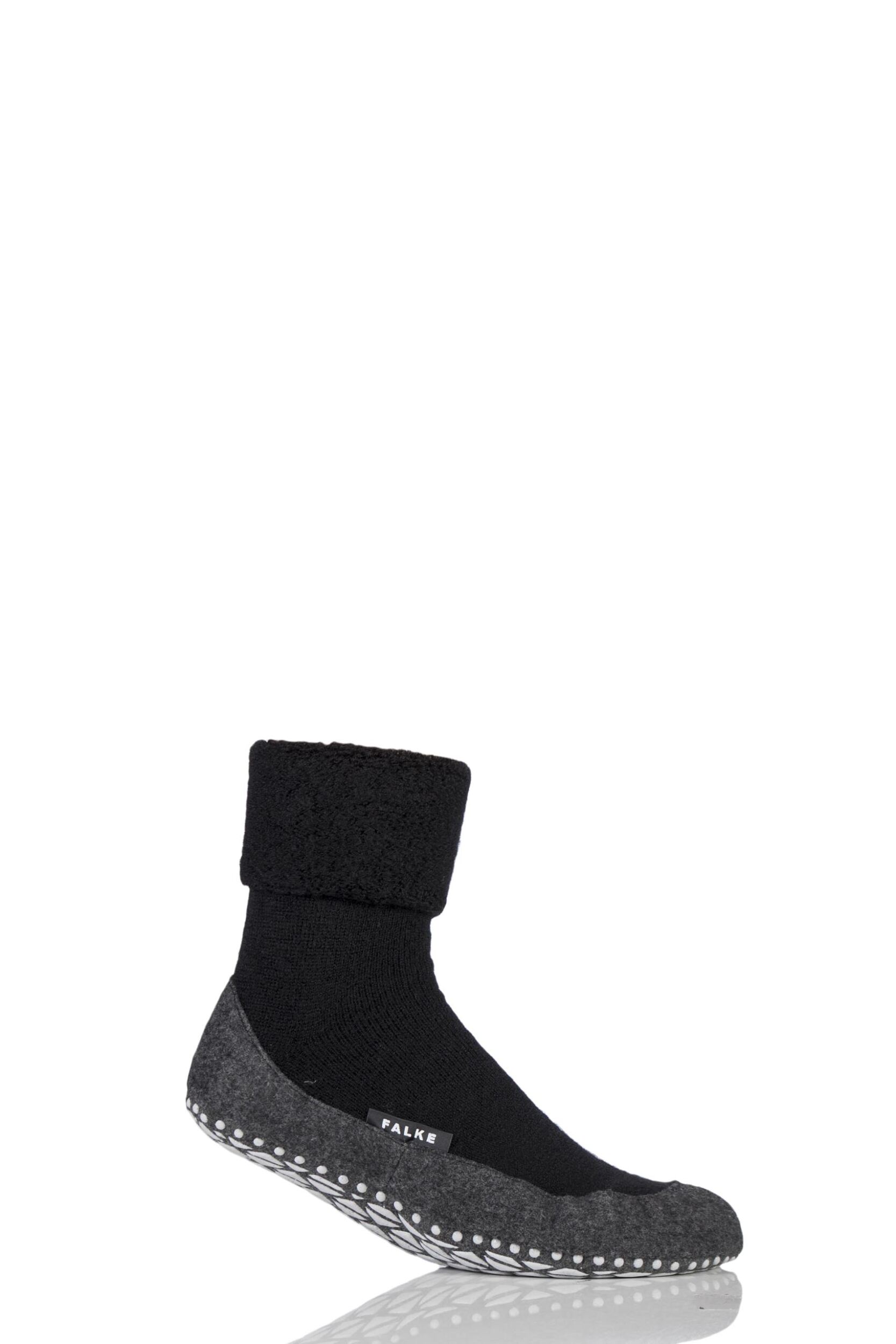 1 Pair Black Cosyshoe Virgin Wool Home Socks Men's 7-8 Mens - Falke