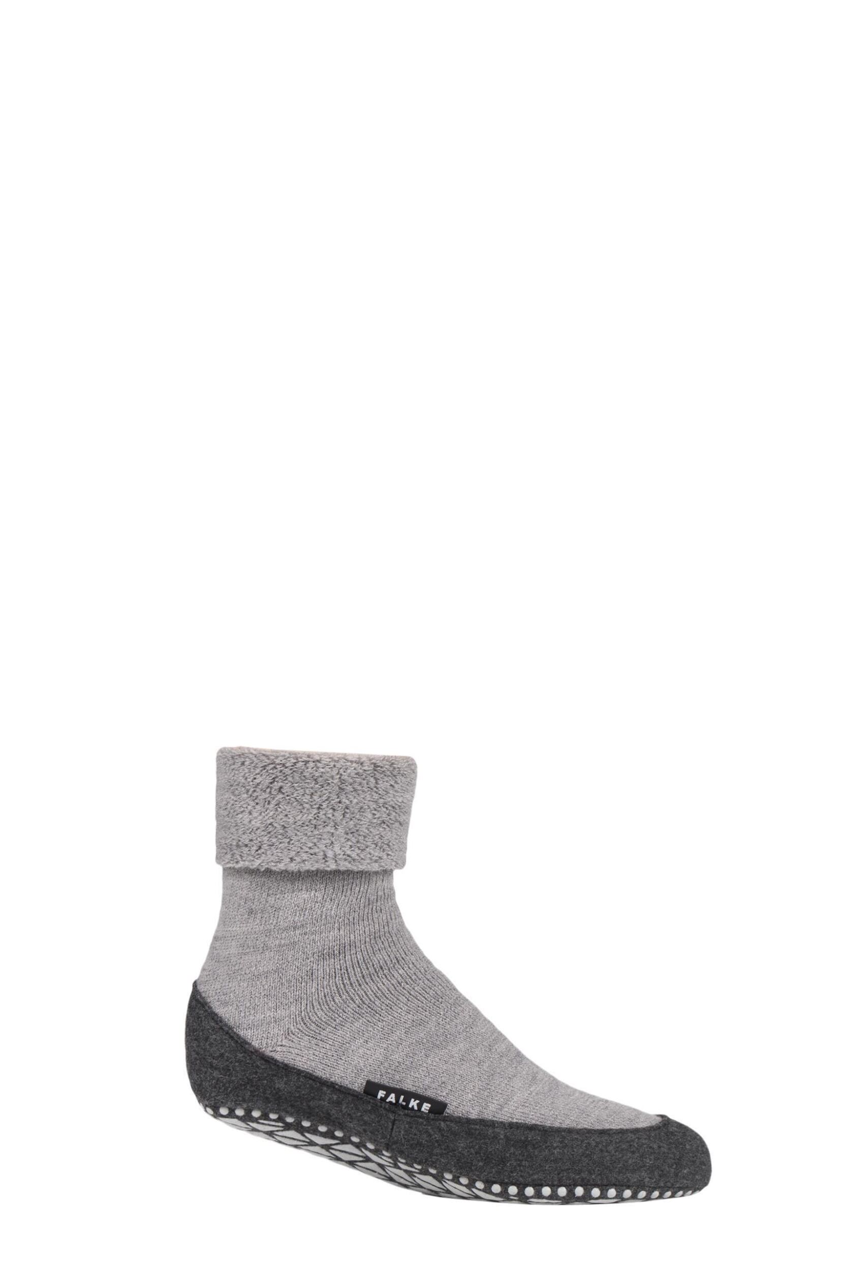 Image of Mens 1 Pair Falke Cosyshoe Virgin Wool Home Socks Light Grey Mens