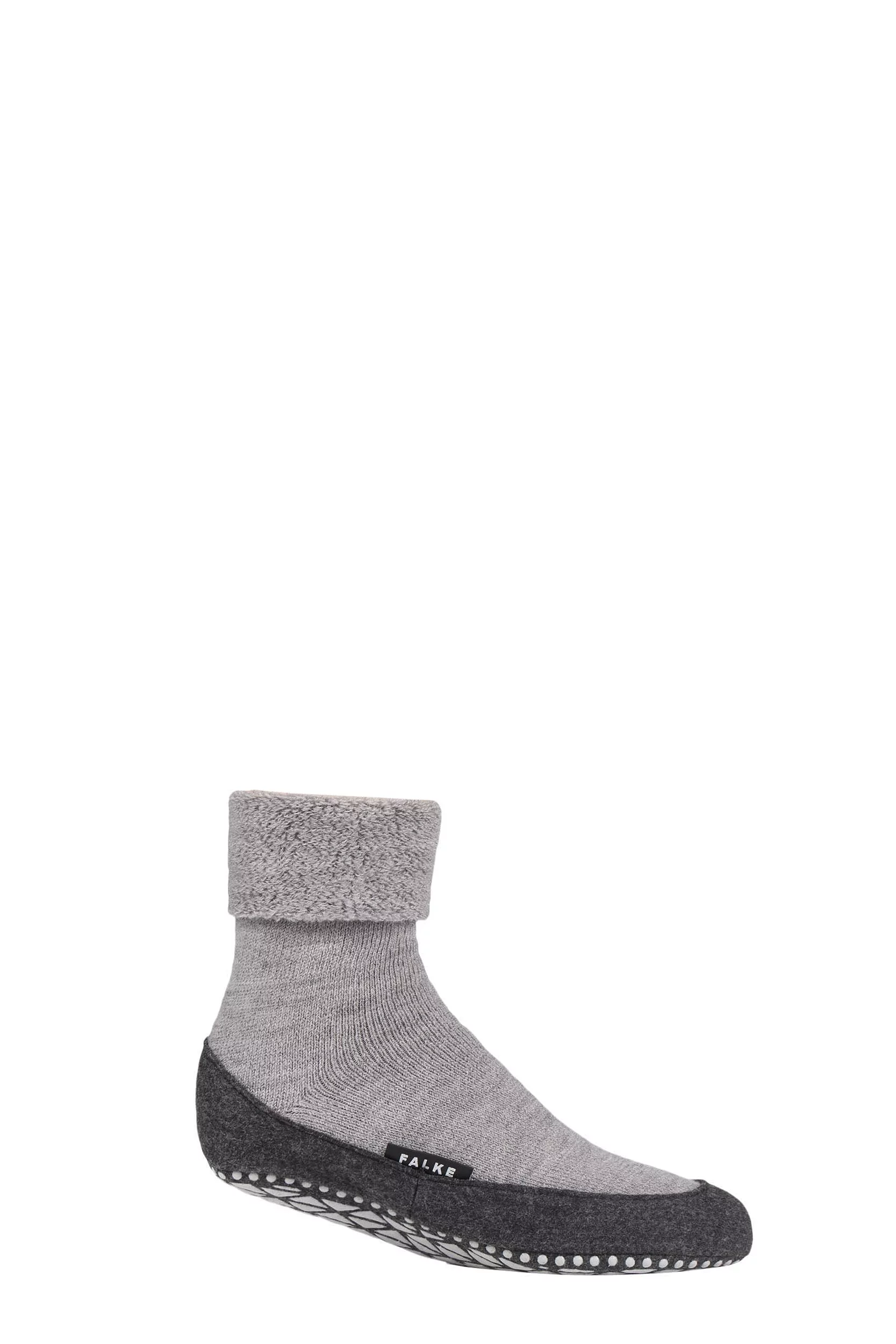 Mens 1 Pair Falke Cosyshoe Virgin Wool Home Socks Light Grey 10-11 Mens