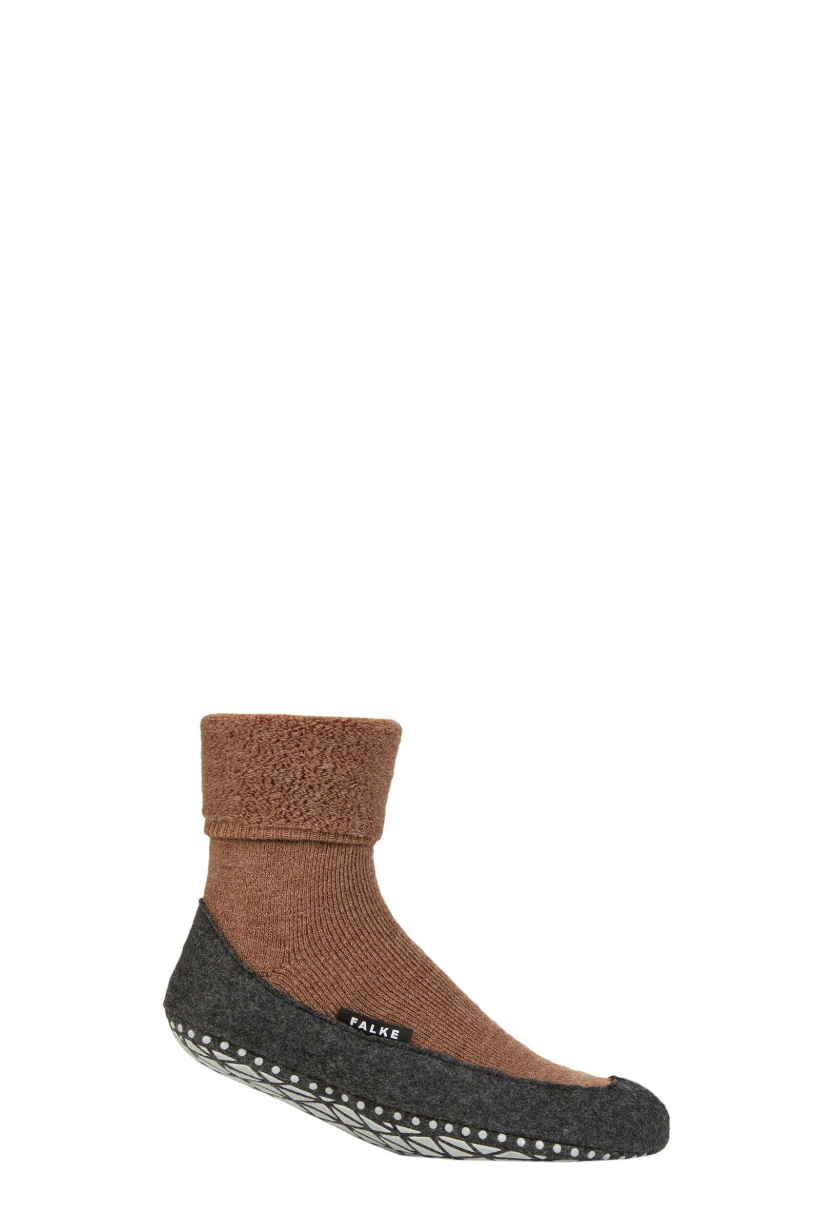 Image of Mens 1 Pair Falke Cosyshoe Virgin Wool Home Socks Caramel Mens