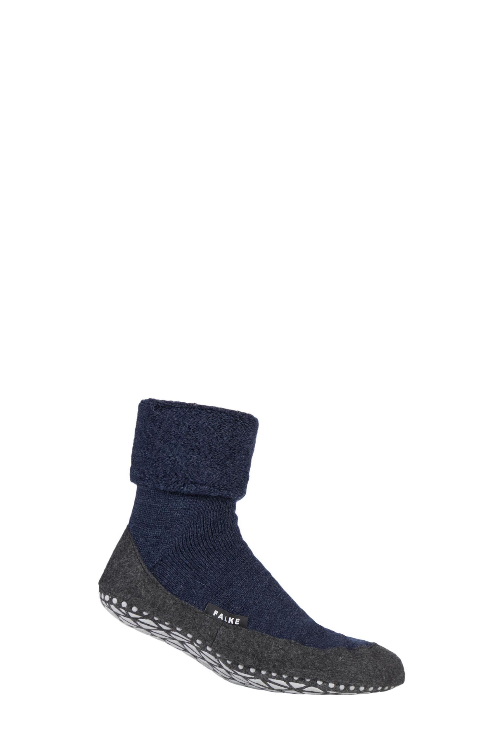 Image of 1 Pair Navy Cosyshoe Virgin Wool Home Socks Mens - Falke
