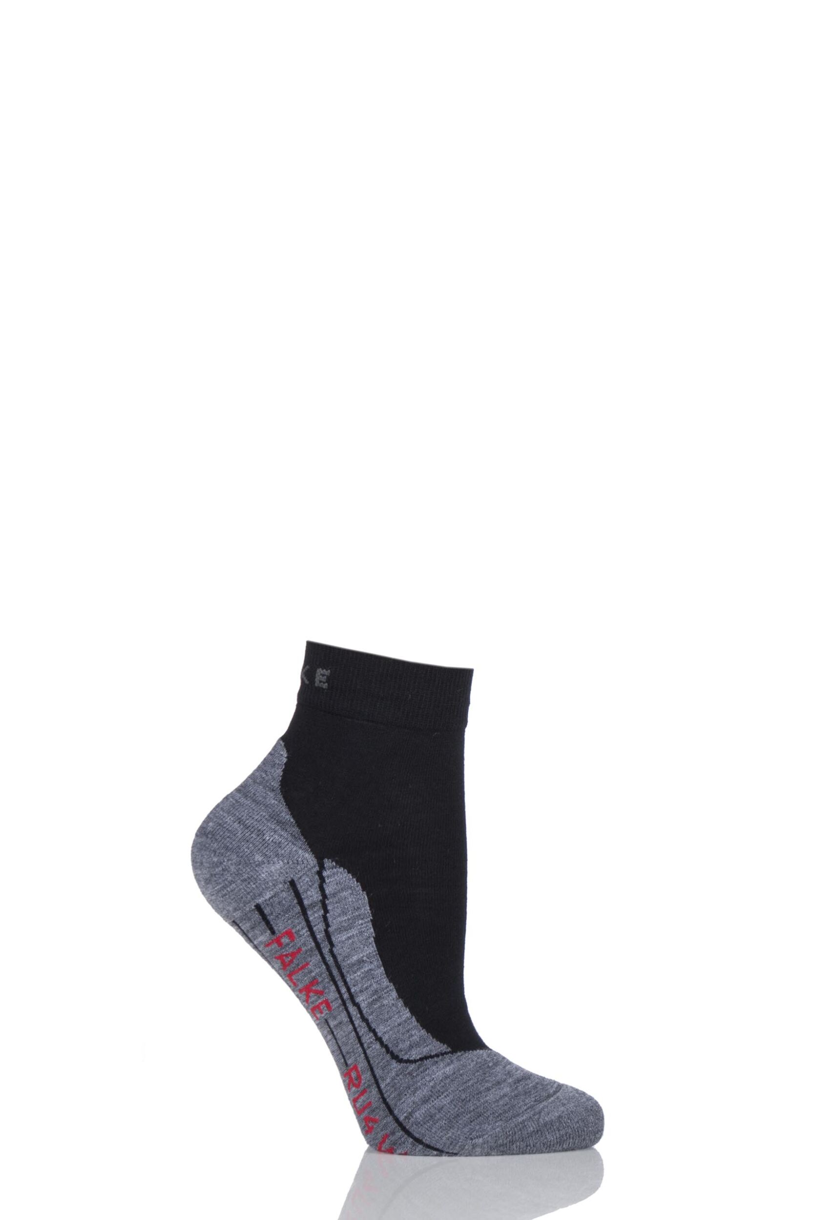 1 Pair Black / Grey RU4 Short Light Volume Ergonomic Cushioned Short Running Socks Ladies 4-5 Ladies - Falke
