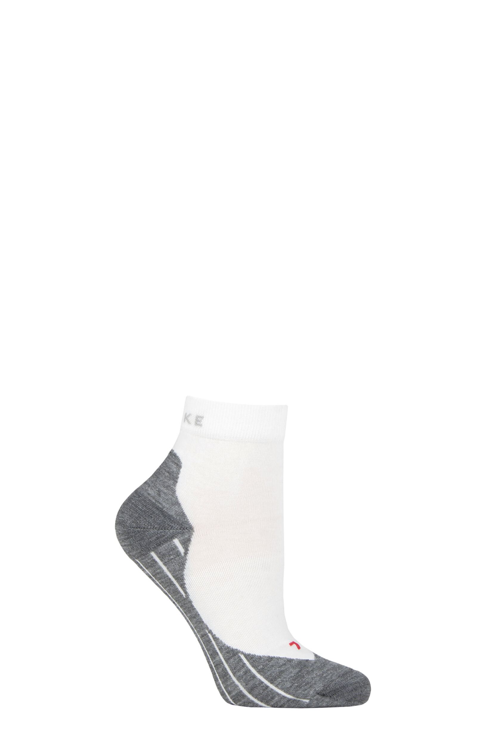 1 Pair White / Grey RU4 Short Light Volume Ergonomic Cushioned Short Running Socks Ladies 7-8 Ladies - Falke