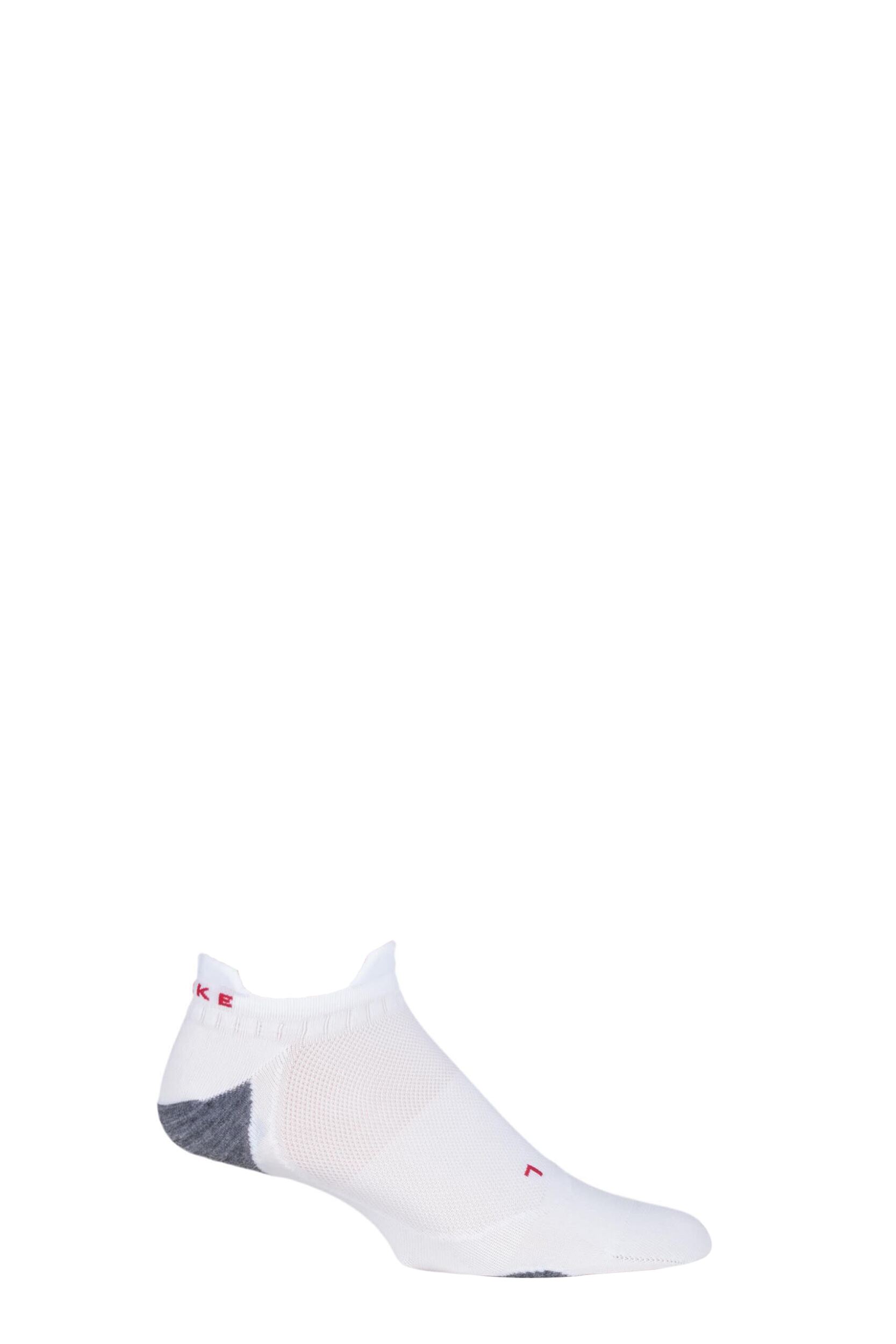 1 Pair White RU5 Invisible Performance Running Socks Men's 8-9 Mens - Falke