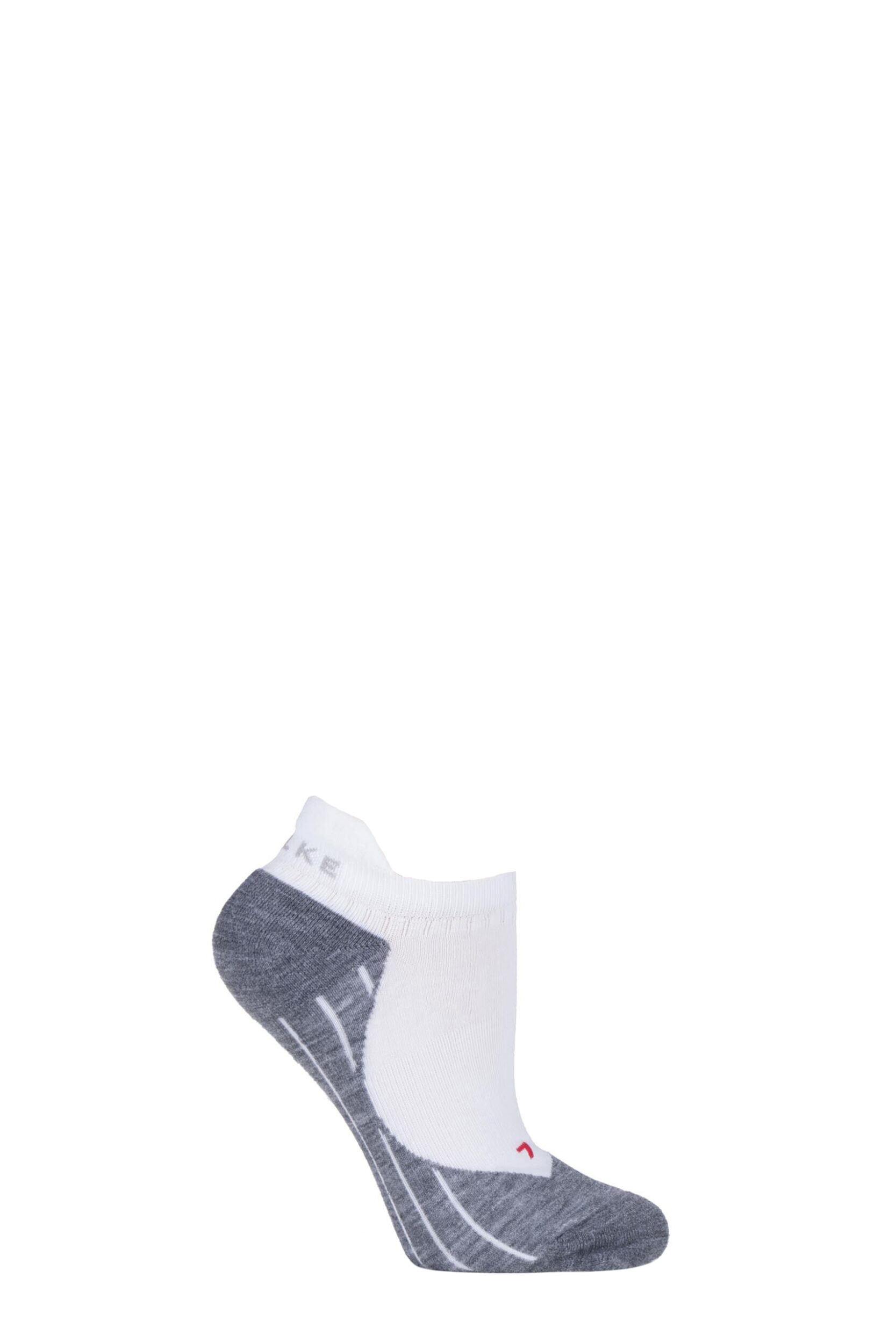 1 Pair White / Grey RU4 Invisible Light Volume Ergonomic Cushioned Invisible Running Socks Ladies 5.5-6.5 Ladies - Falke