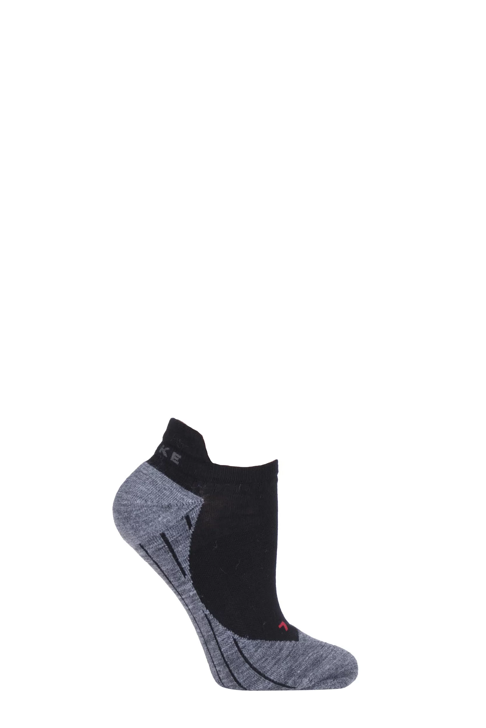 1 Pair Black / Grey RU4 Invisible Light Volume Ergonomic Cushioned Invisible Running Socks Ladies 5.5-6.5 Ladies - Falke