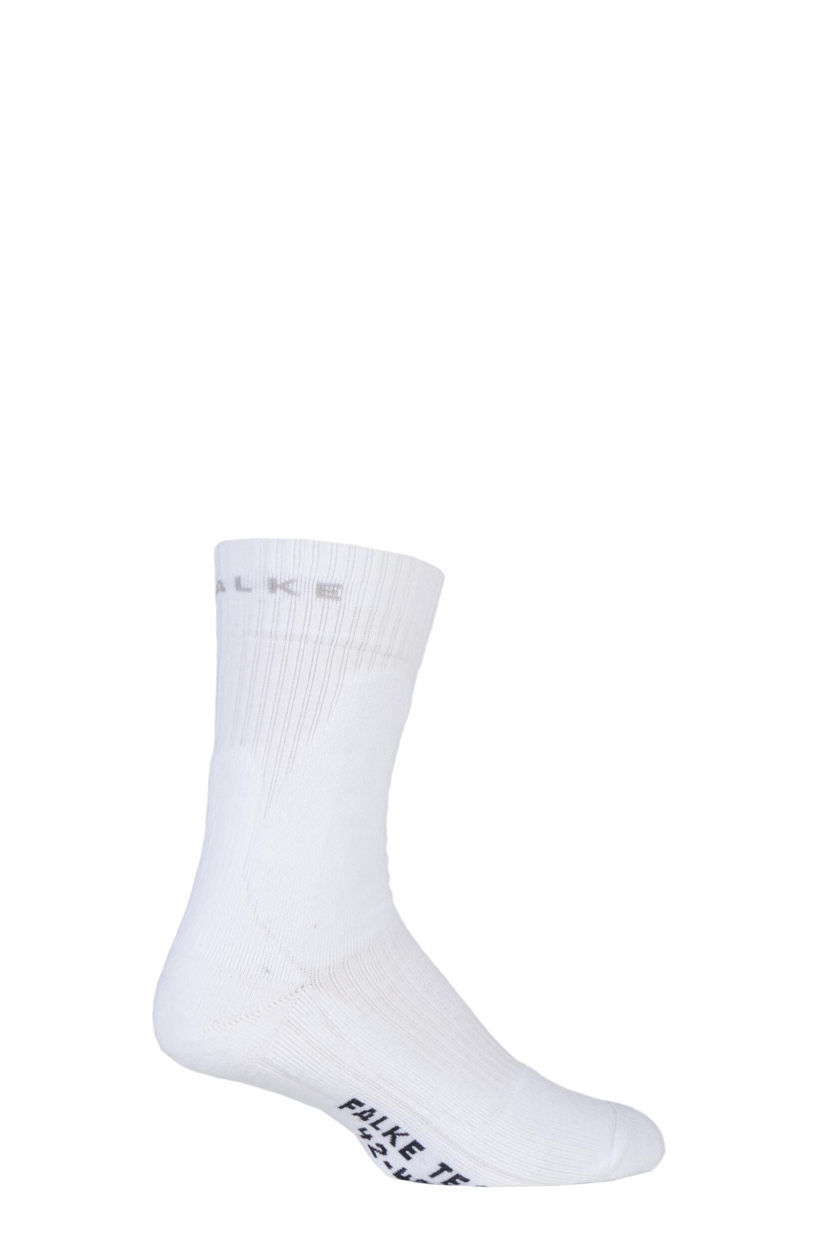 1 Pair White TE2 Medium Volume Ergonomic Cushioned Tennis Socks Men's 5.5-7.5 Mens - Falke