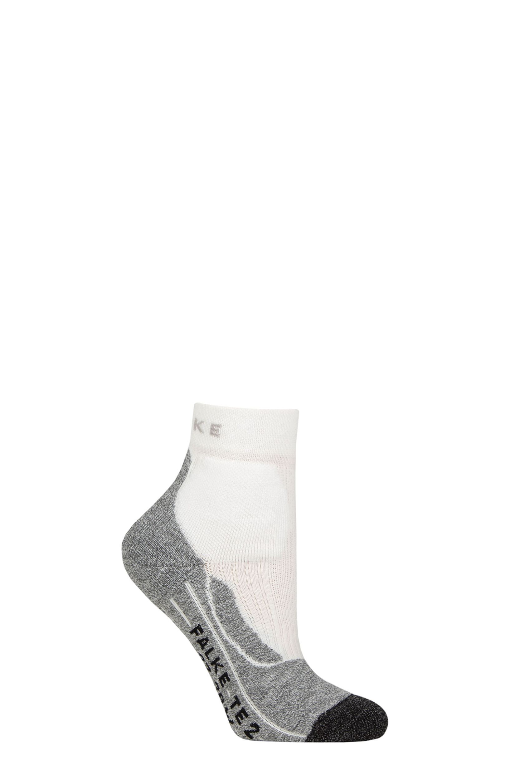 Women's 1 Pair Falke TE2 Short Medium Volume Ergonomic Cushioned Short Tennis Socks White Mix 4-5 Women's