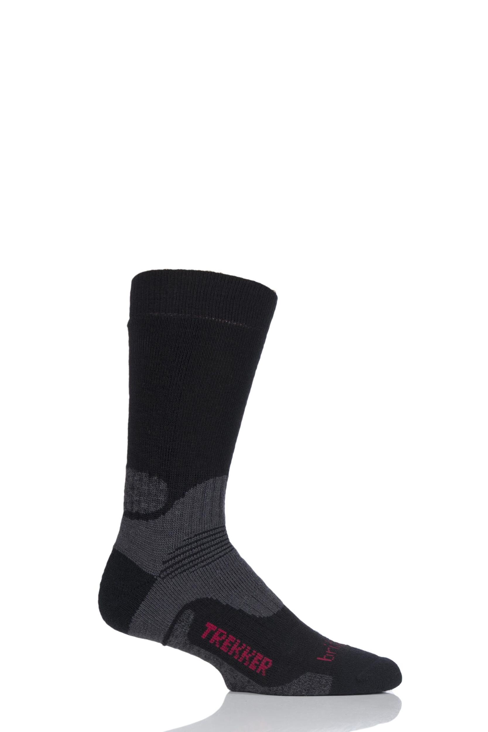 1 Pair Black Endurance Trekker Socks For Extended Trekking and Hiking Men's 6-8.5 Mens - Bridgedale