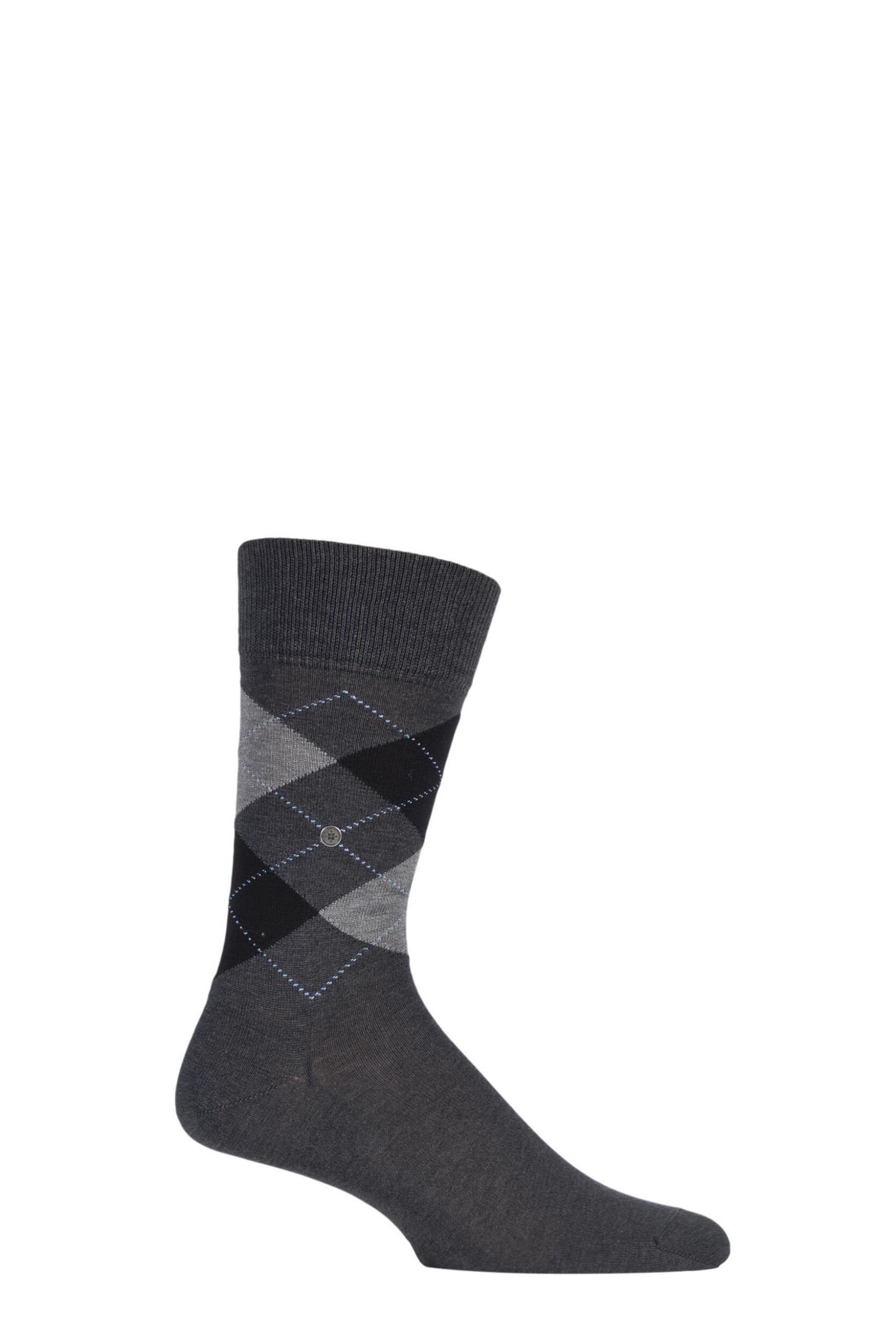 Image of 1 Pair Grey Manchester Argyle Cotton Socks Mens6.5-11 Mens - Burlington