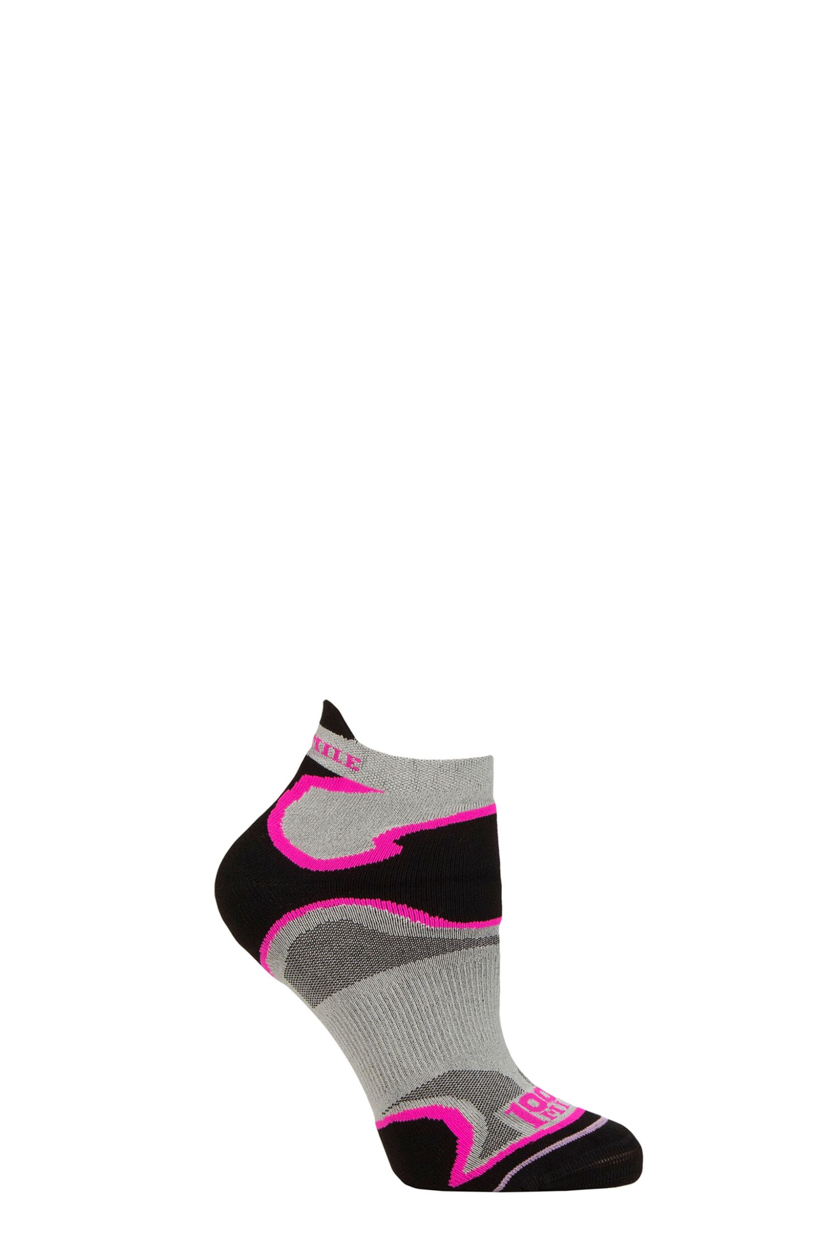 Mens and Women's 1 Pair 1000 Mile Multi Sport Fusion Socklet Socks Silver / Pink 6-8.5 Ladies