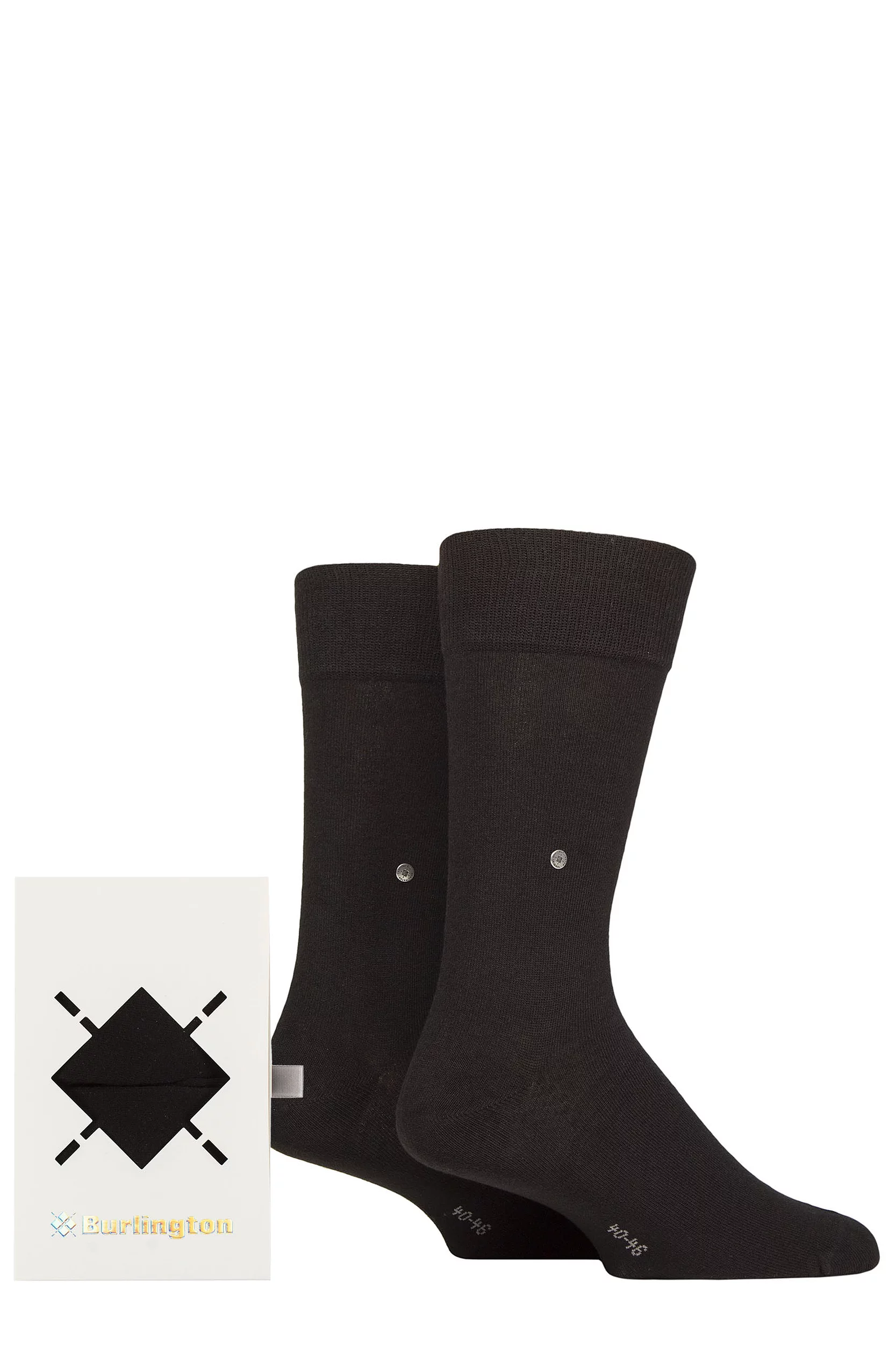Mens 2 Pair Burlington Plain Gift Boxed Cotton Socks Black 6.5-11 Mens
