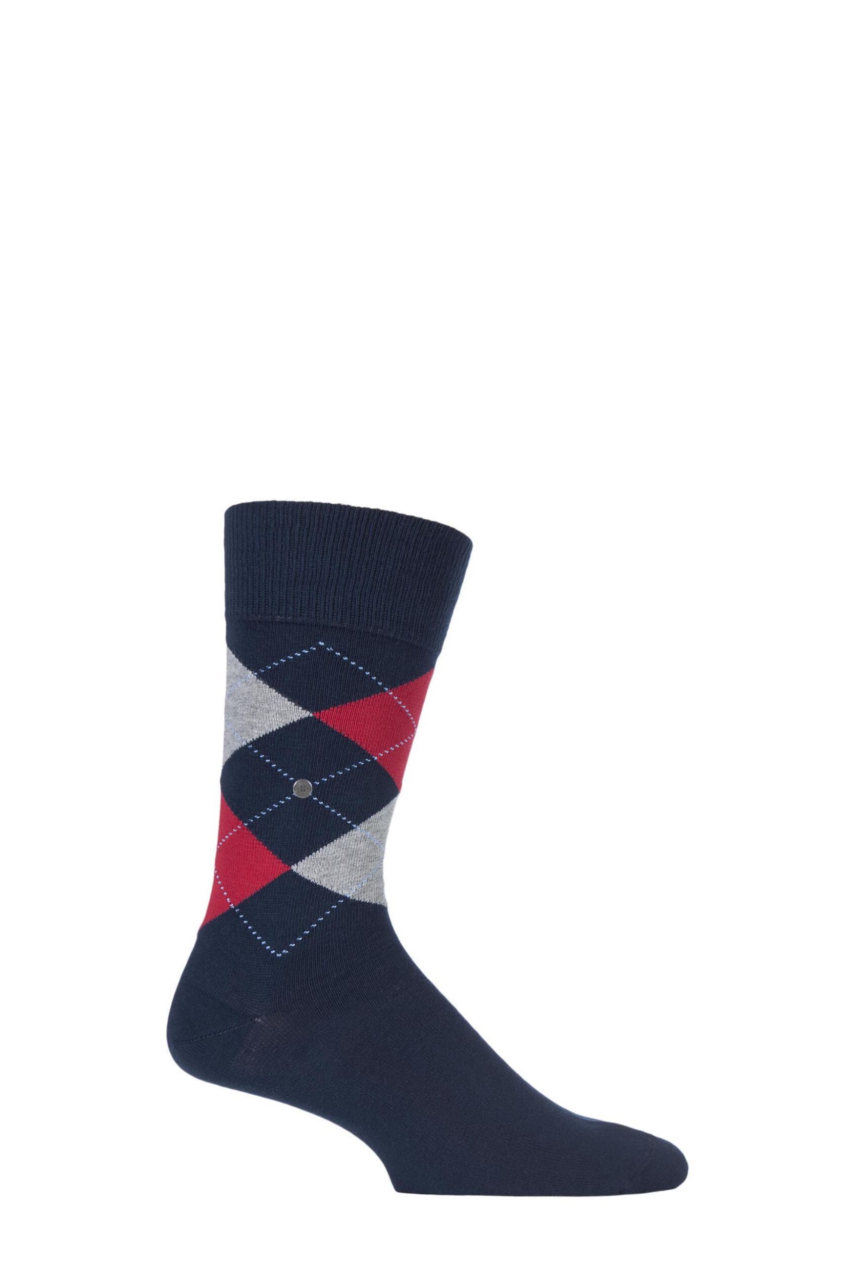 1 Pair Marine King Argyle Cotton Socks Men's 6.5-11 Mens - Burlington