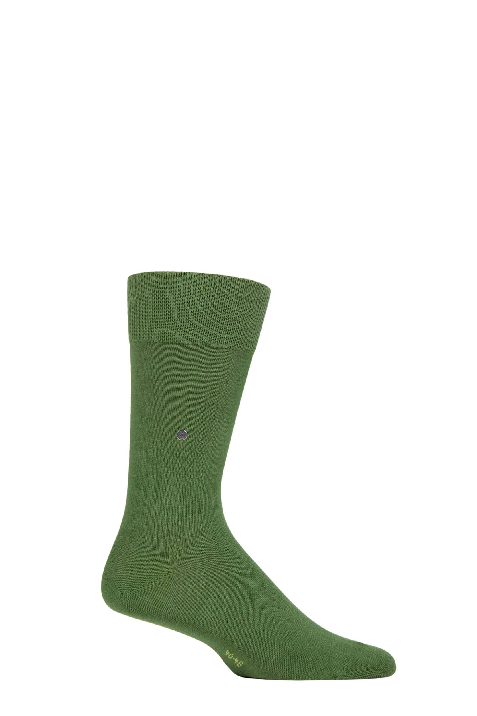Mens 1 Pair Burlington Lord Plain Cotton Socks Mid Green 11-14