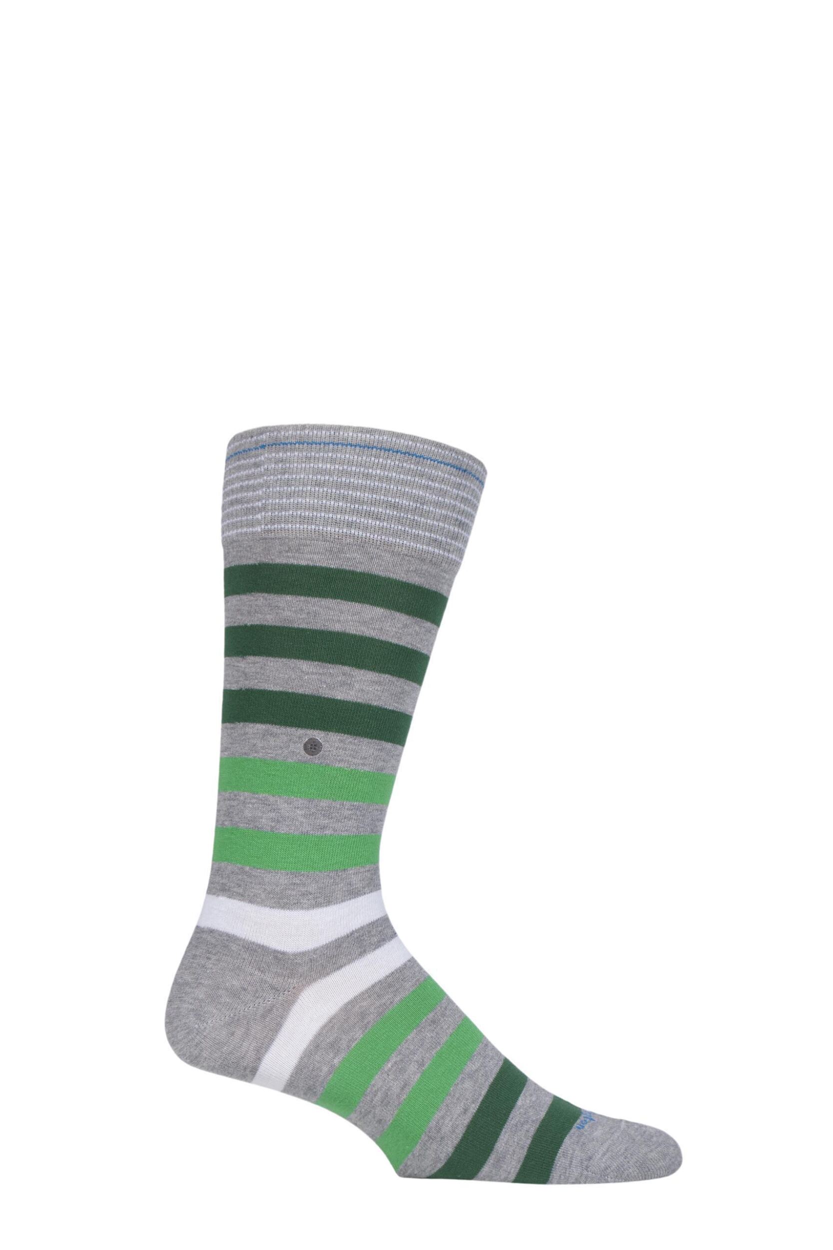 Image of 1 Pair Grey Blackpool Multi Striped Cotton Socks Mens6.5-11 Mens - Burlington