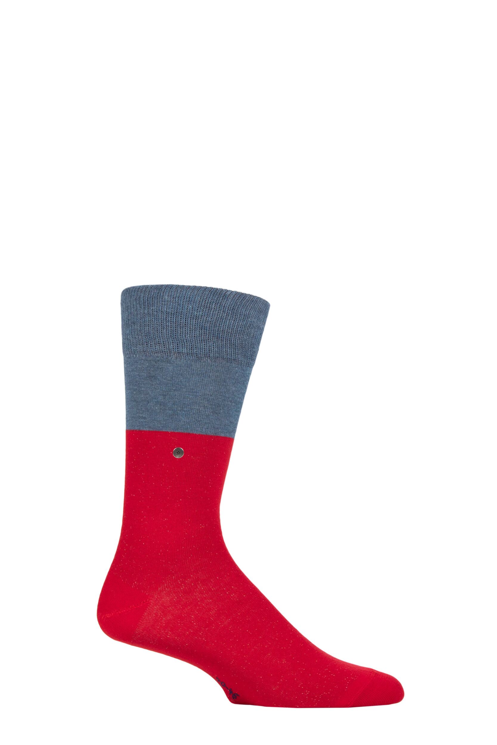 Mens 1 Pair Burlington Organic Cotton Block Socks Red 6.5-11 Mens