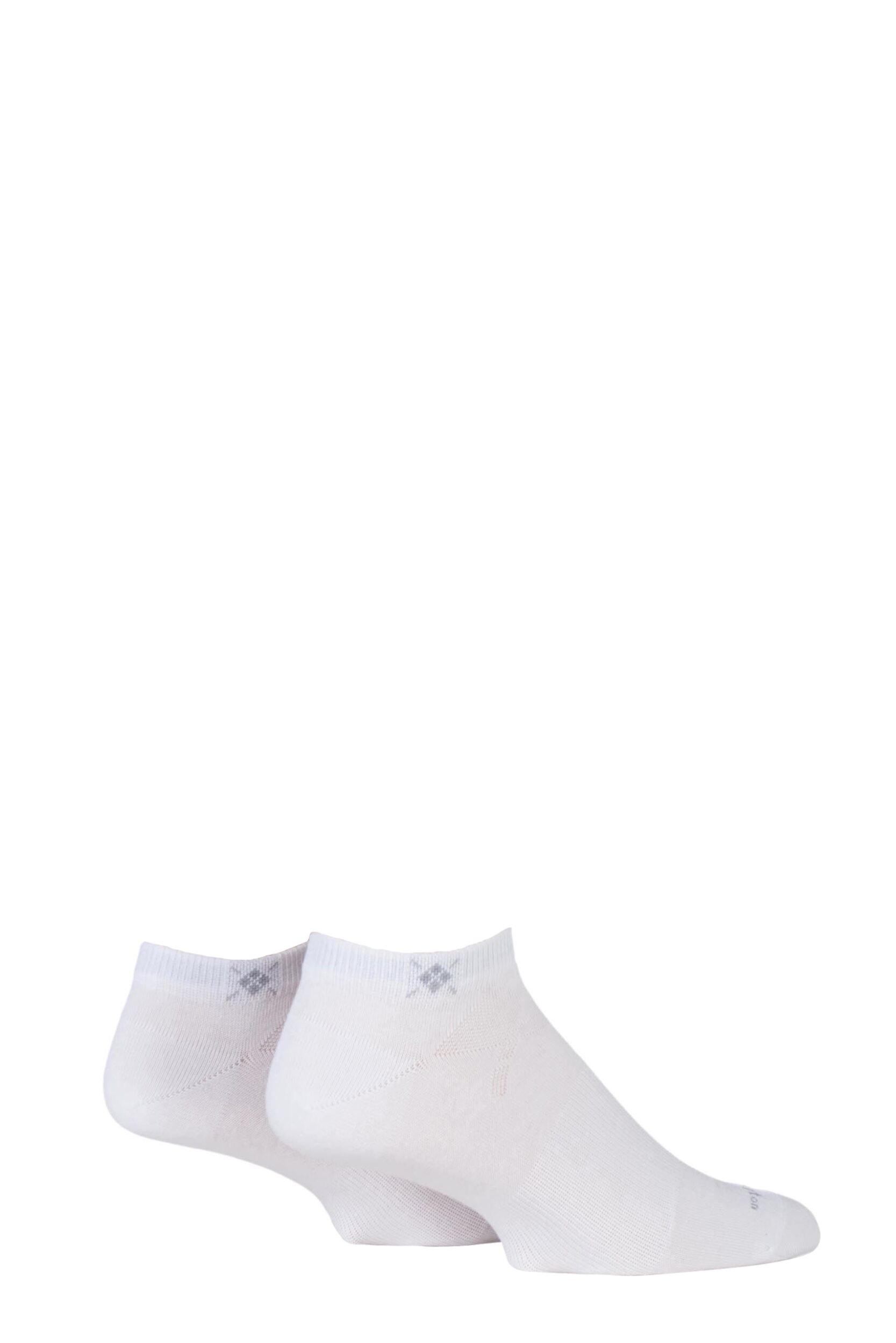 Image of 2 Pair White Everyday Cotton Trainer Socks Mens6.5-11 Mens - Burlington