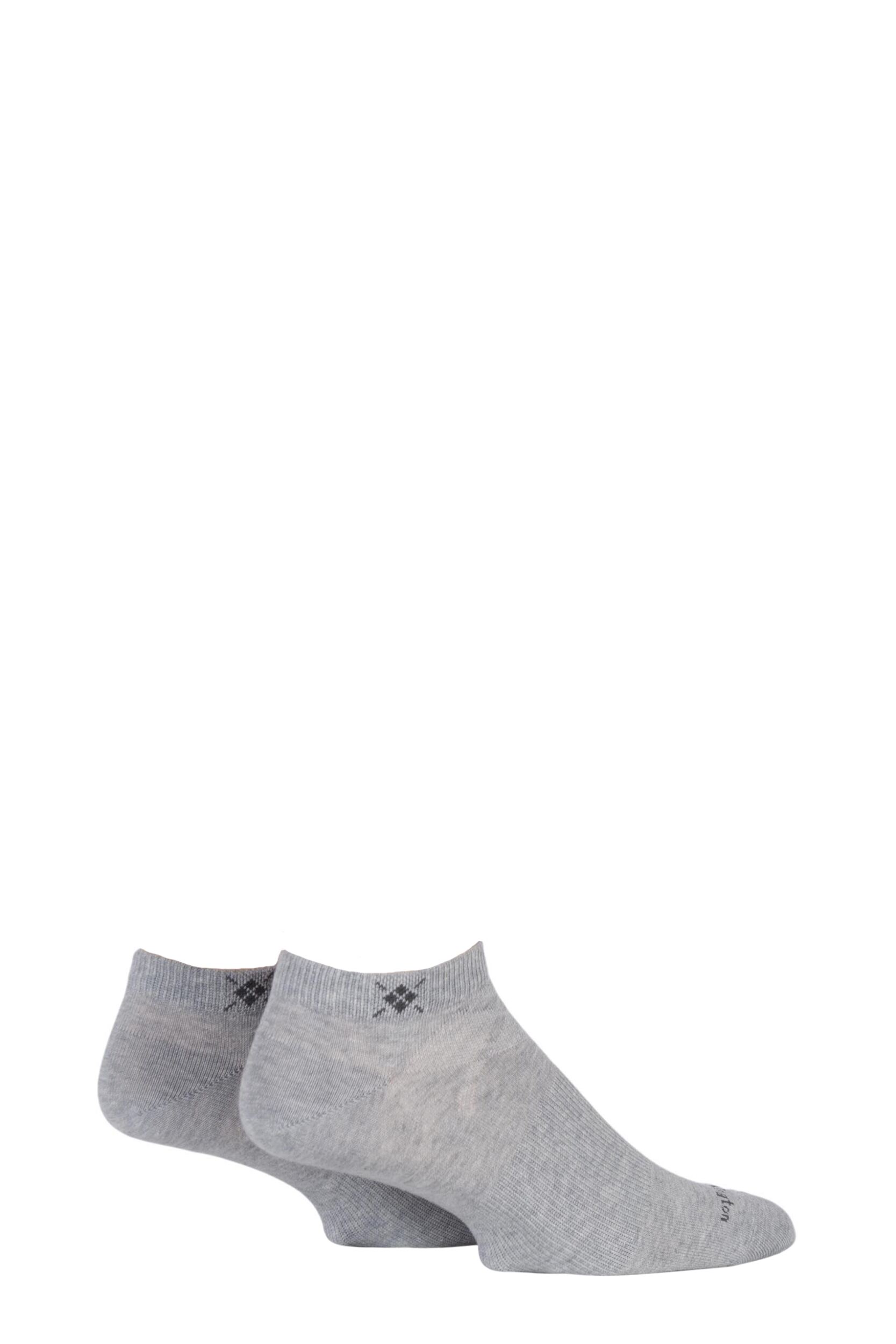 Image of 2 Pair Grey Everyday Cotton Trainer Socks Mens6.5-11 Mens - Burlington
