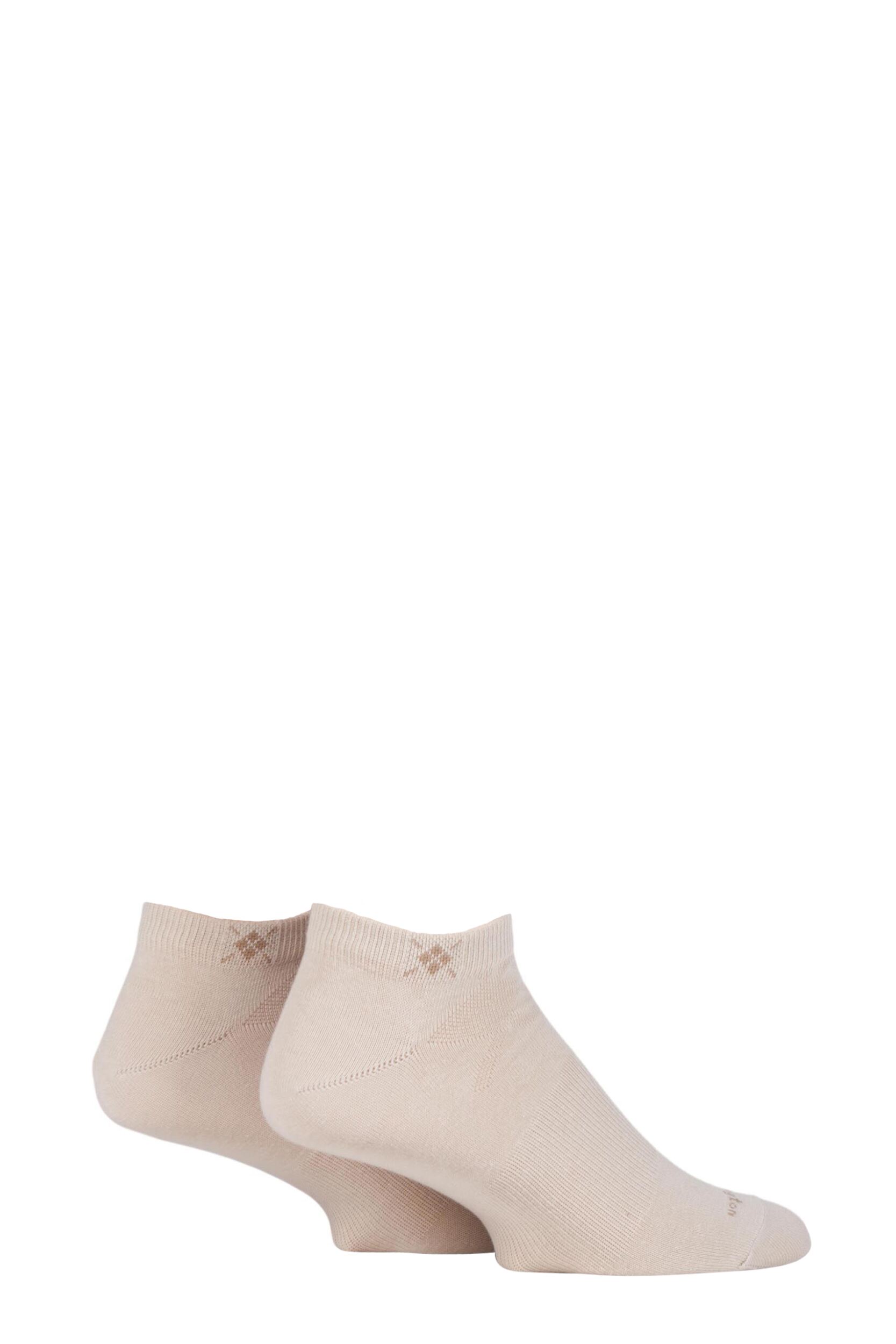 2 Pair Beige Everyday Cotton Trainer Socks Men's 6.5-11 Mens - Burlington
