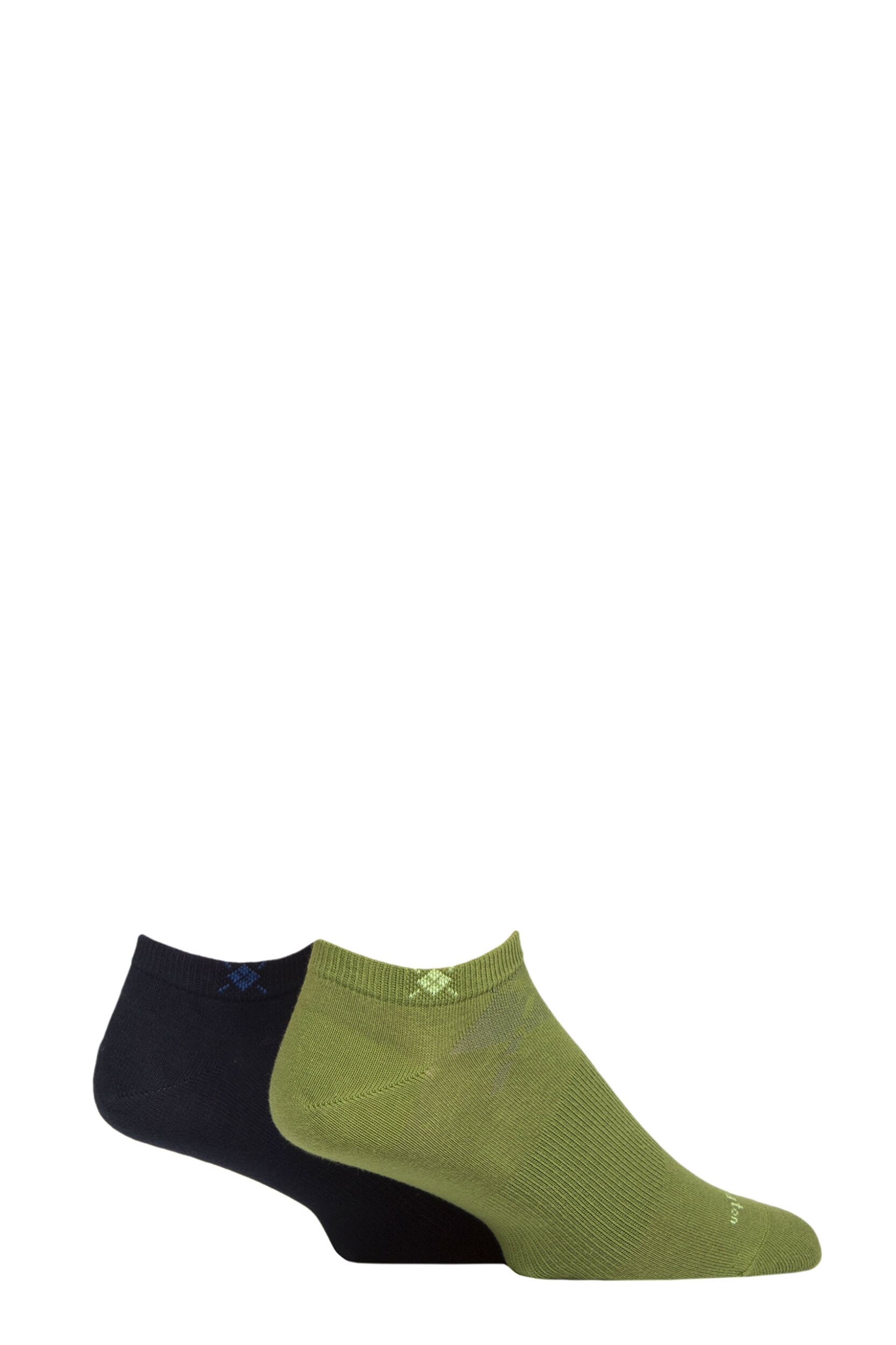 Mens 2 Pair Burlington Everyday Cotton Trainer Socks Moss 6.5-11 Mens