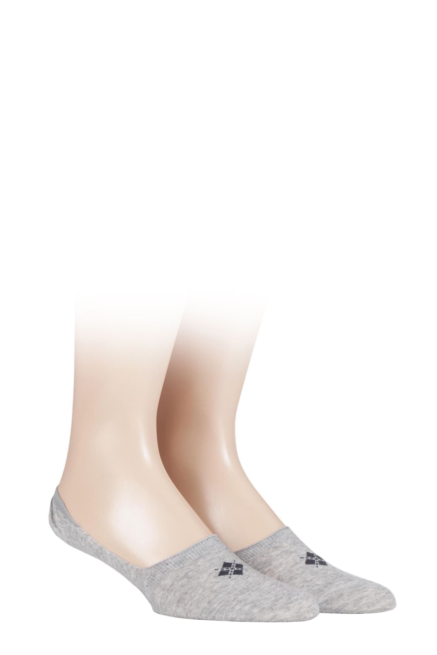 2 Pair Grey Everyday Invisible Cotton Socks Men's 8.5-9.5 Mens - Burlington