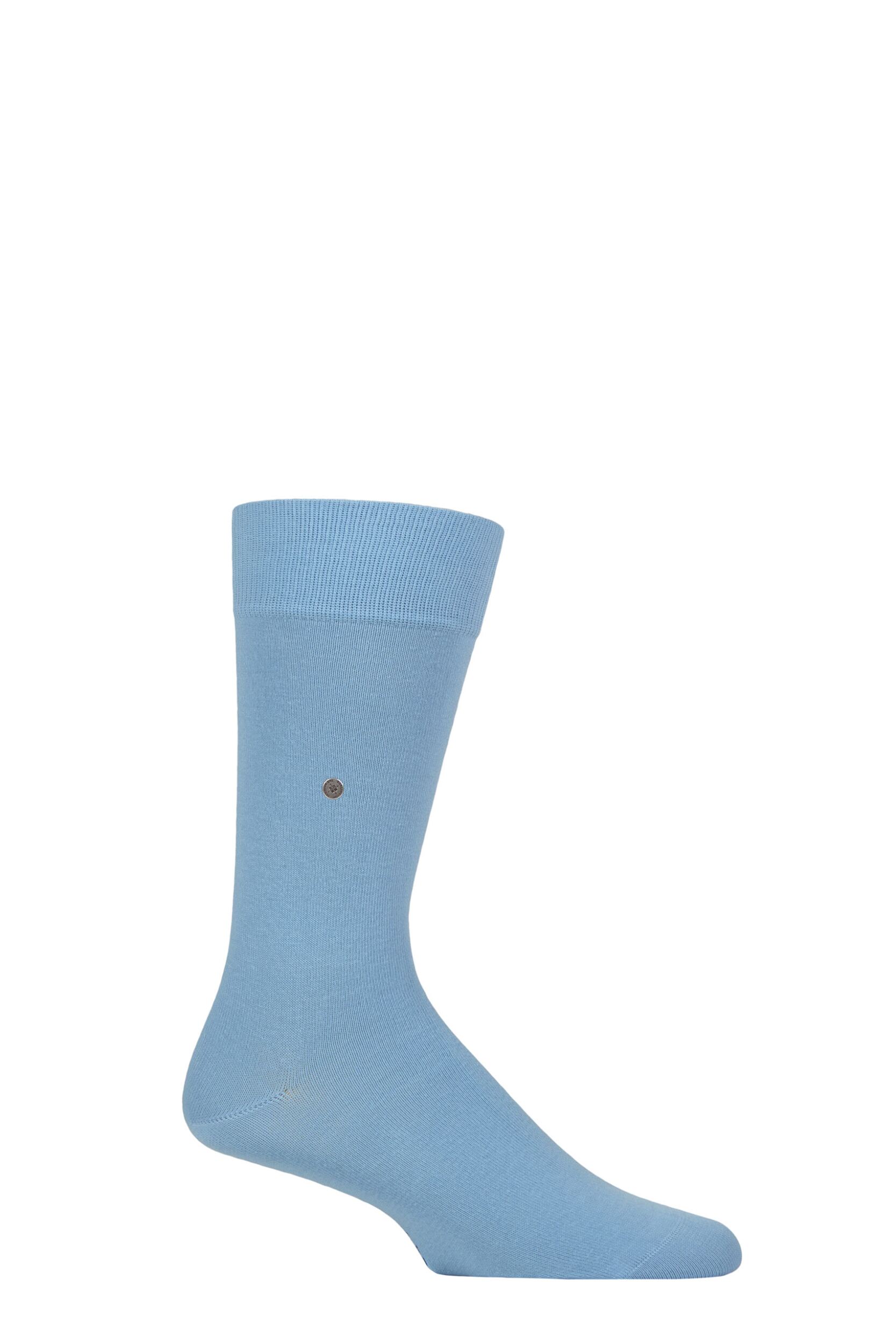 Image of Mens 1 Pair Burlington Lord Plain Cotton Socks Light Blue 6.5-11 Mens