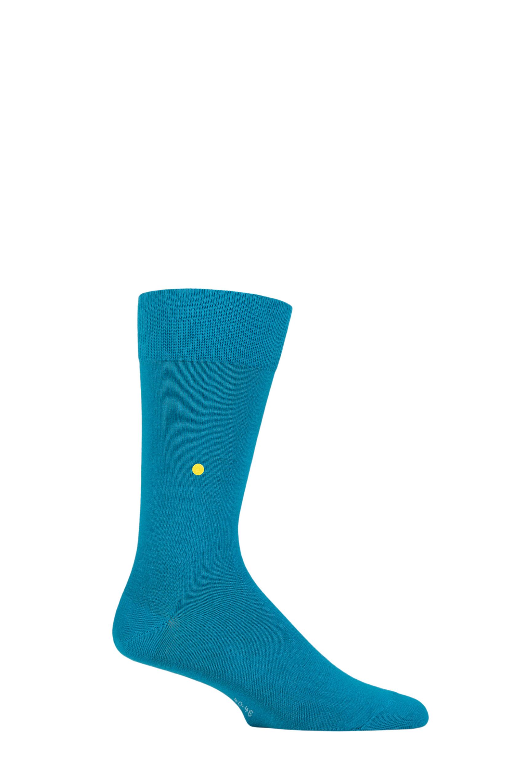 Mens 1 Pair Burlington Lord Plain Cotton Socks Teal 6.5-11 Mens