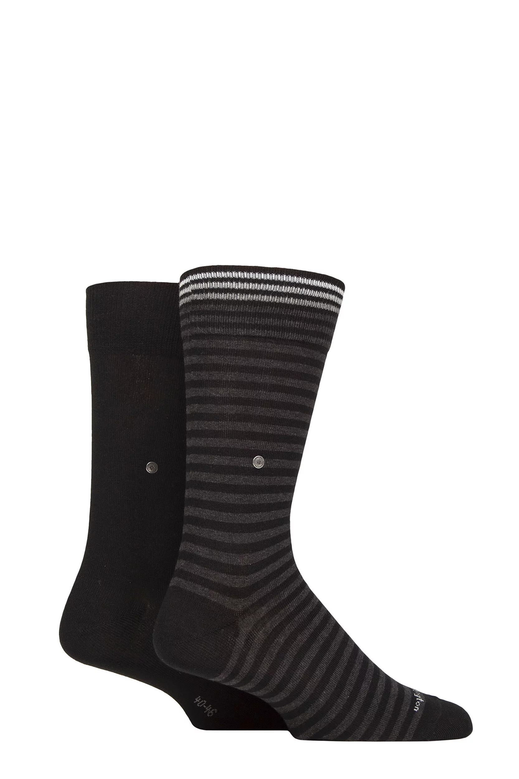 Mens 2 Pair Burlington Stripe Cotton Socks Black 6.5-11 Mens