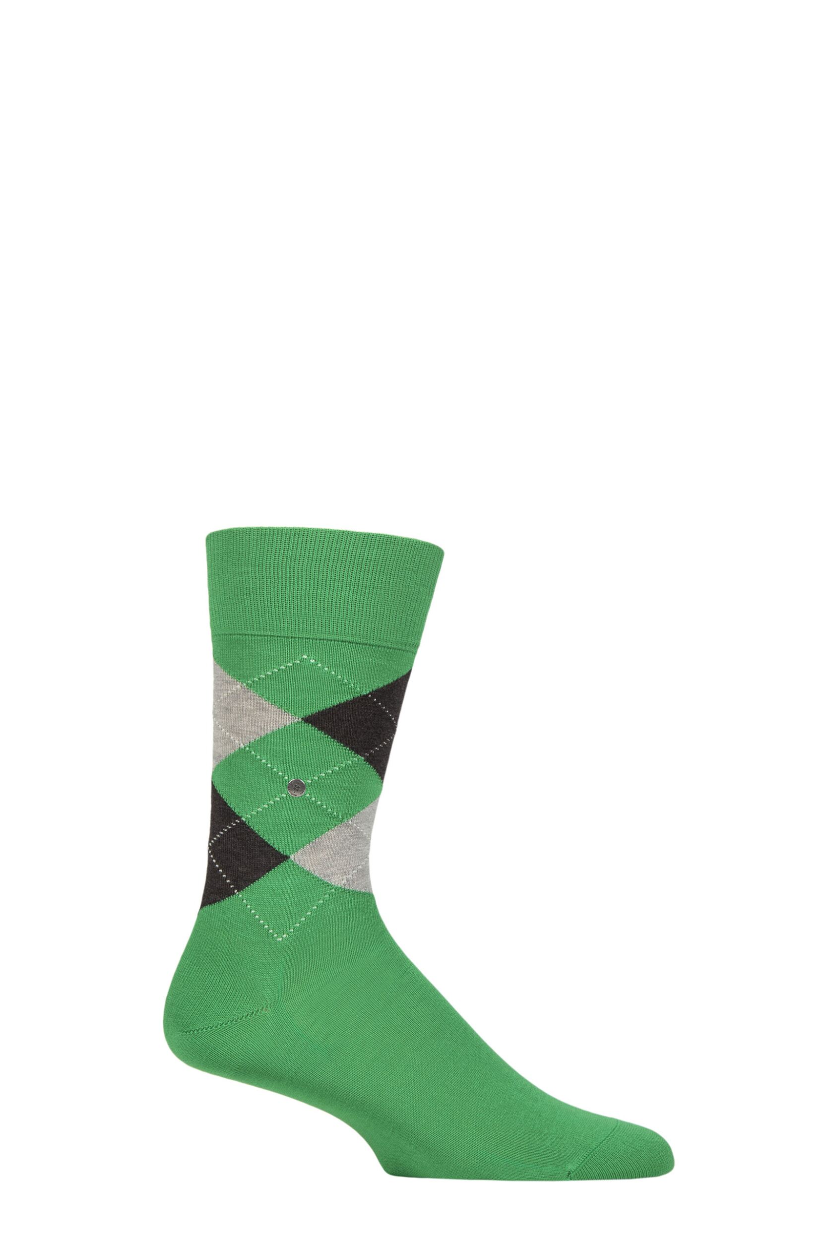 Image of Mens 1 Pair Burlington Manchester Argyle Cotton Socks Grass Green 6.5-11 Mens
