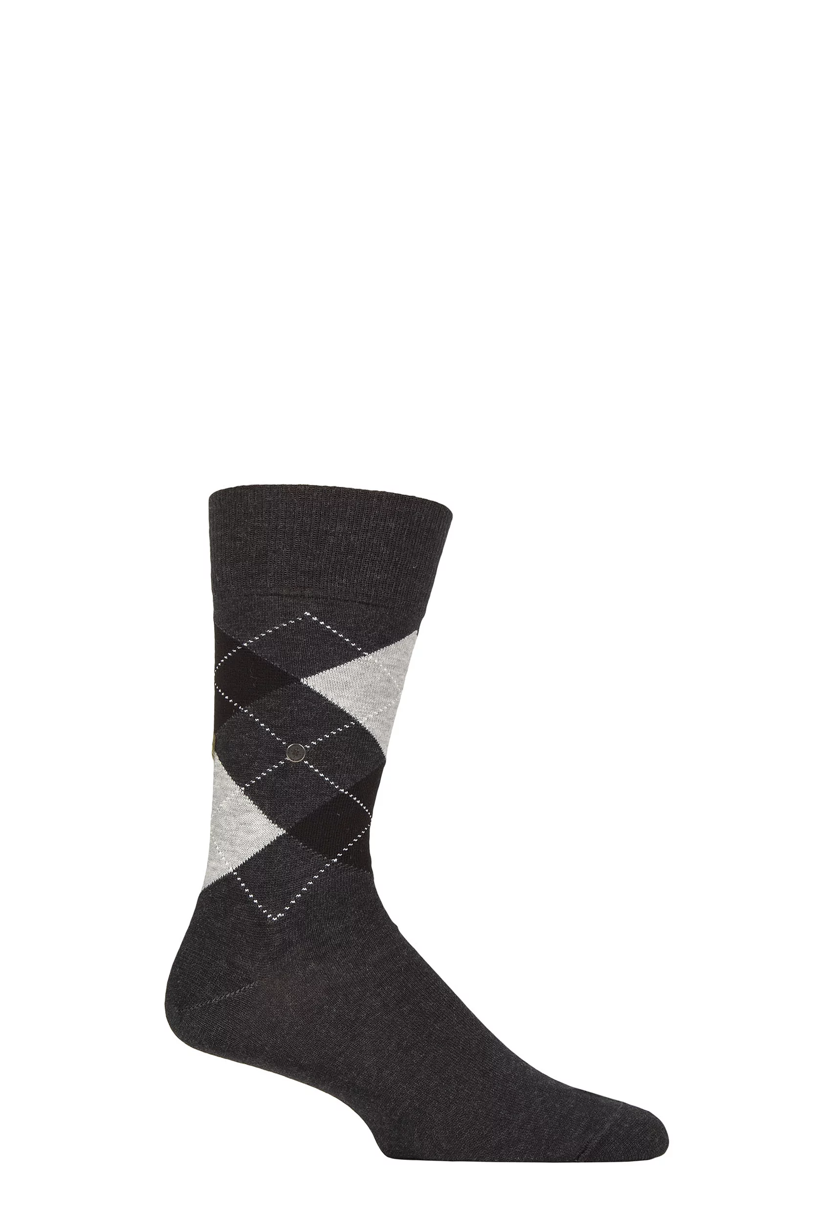 Mens 1 Pair Burlington King Argyle Cotton Socks New Grey 6.5-11 Mens