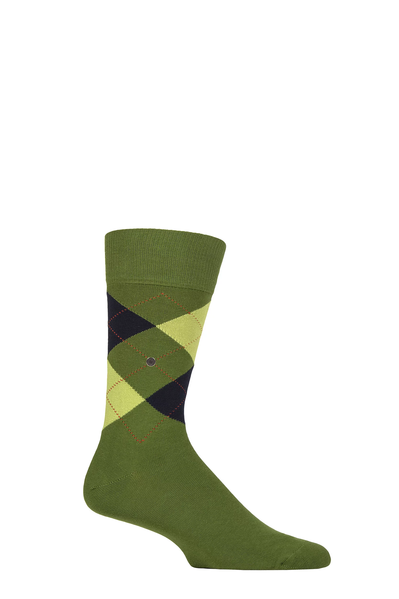 Mens 1 Pair Burlington King Argyle Cotton Socks Dark / Light Green 6.5-11 Mens