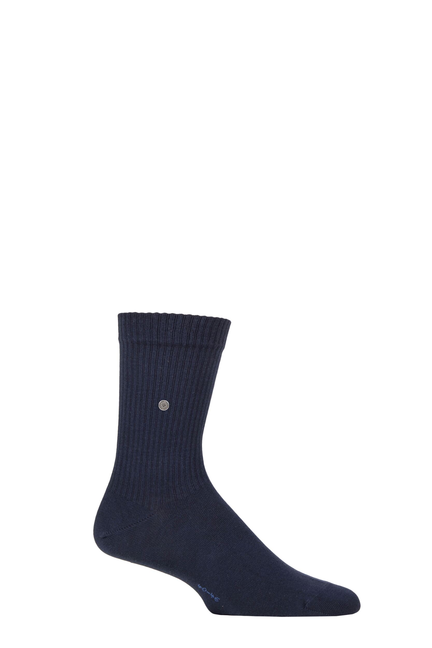 Mens 1 Pair Burlington Bond Street Cotton Ribbed Sports Socks Marine 6.5-11 Mens
