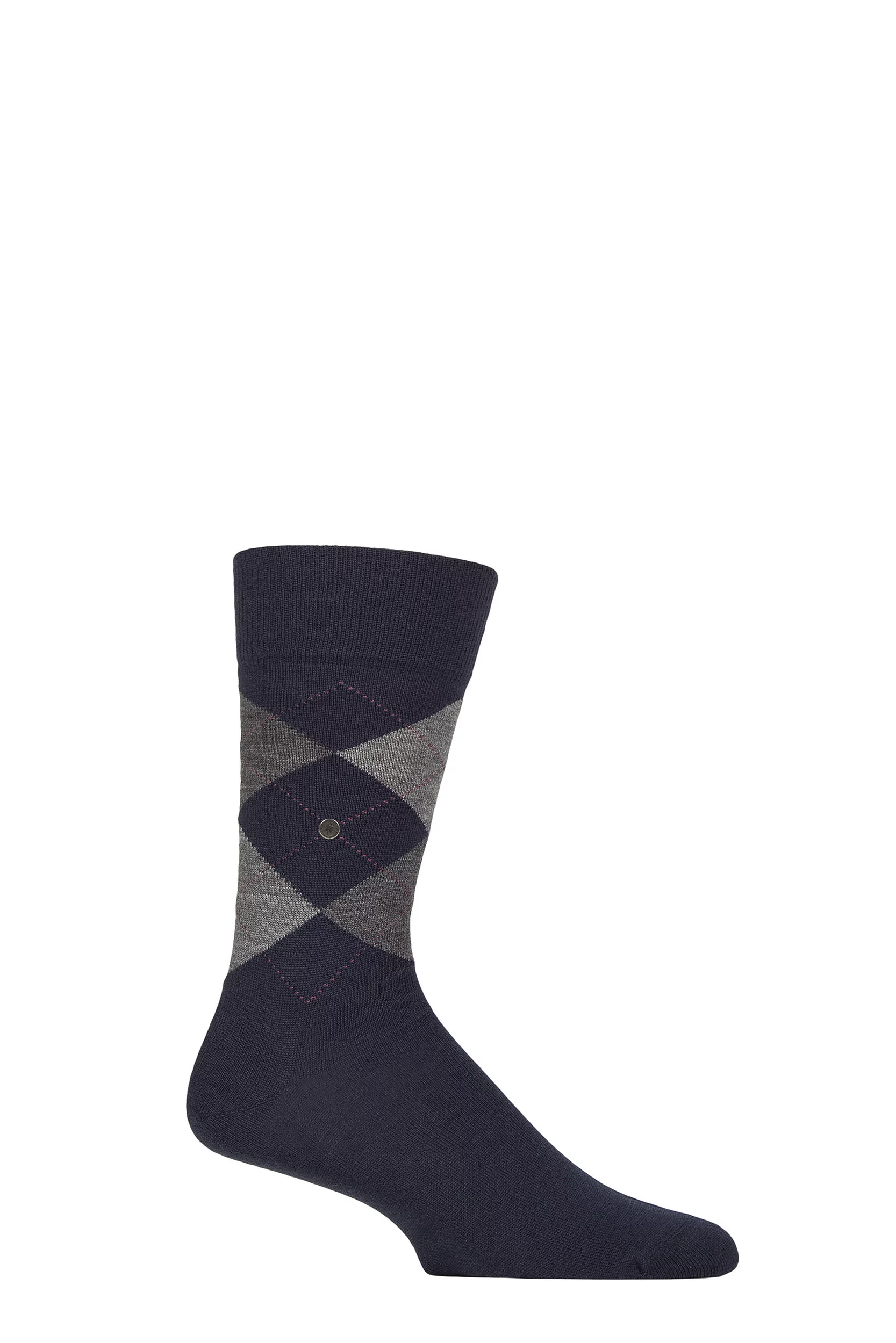 Mens 1 Pair Burlington Edinburgh Virgin Wool Argyle Socks Navy Grey 6.5-11 Mens