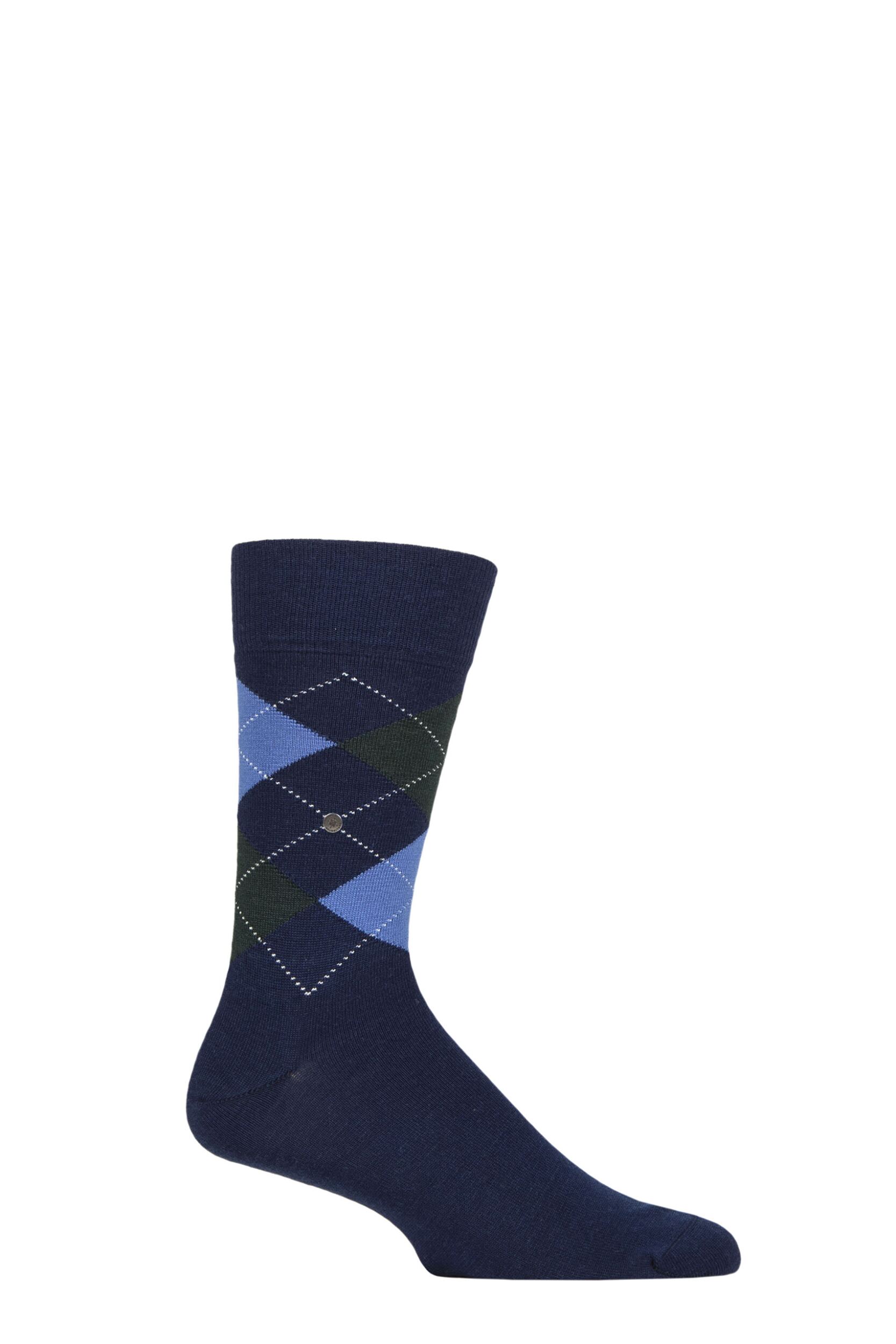 Image of Mens 1 Pair Burlington Edinburgh Virgin Wool Argyle Socks Royal Green 6.5-11 Mens