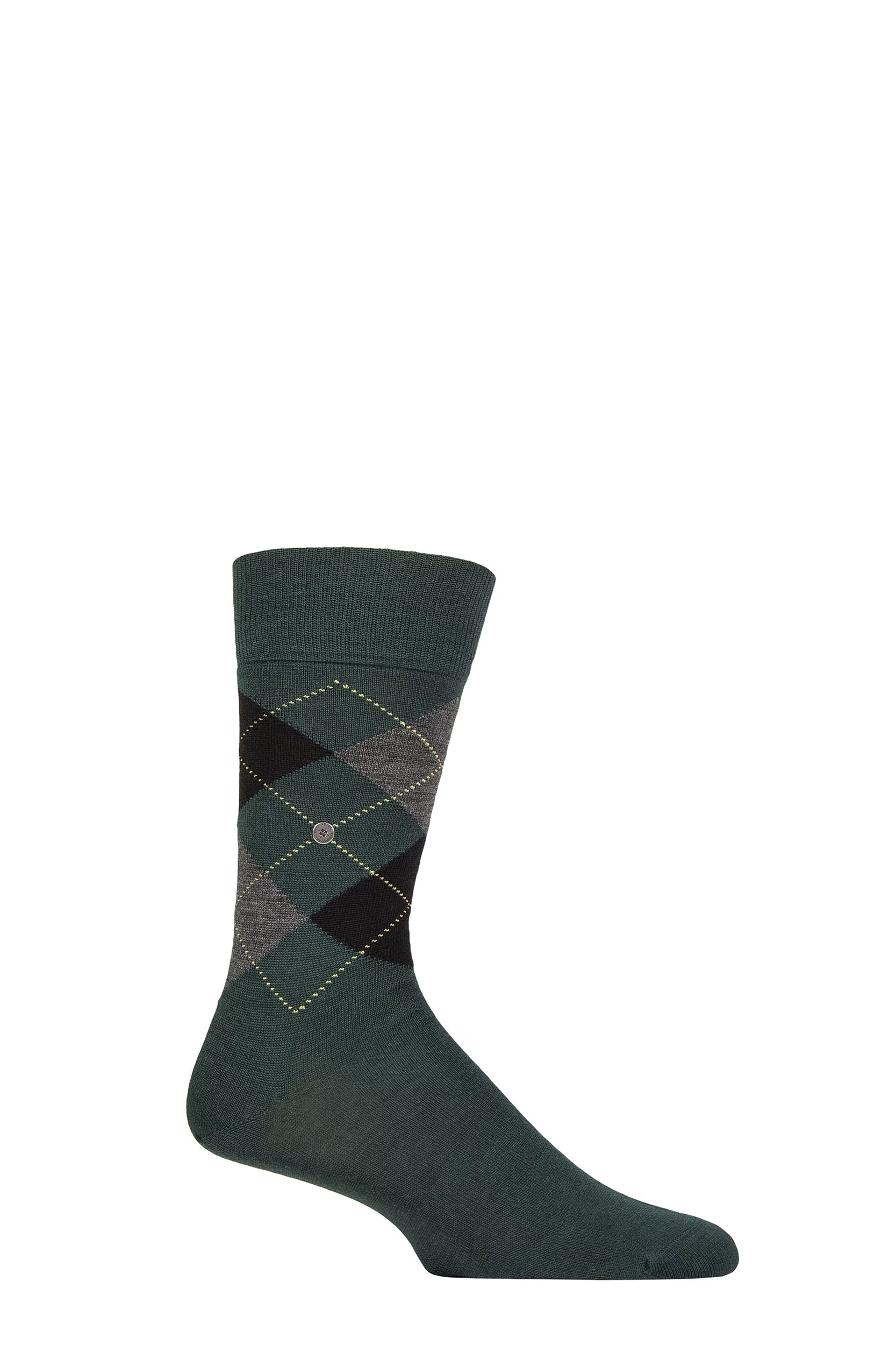 Mens 1 Pair Burlington Edinburgh Virgin Wool Argyle Socks Forest 6.5-11 Mens