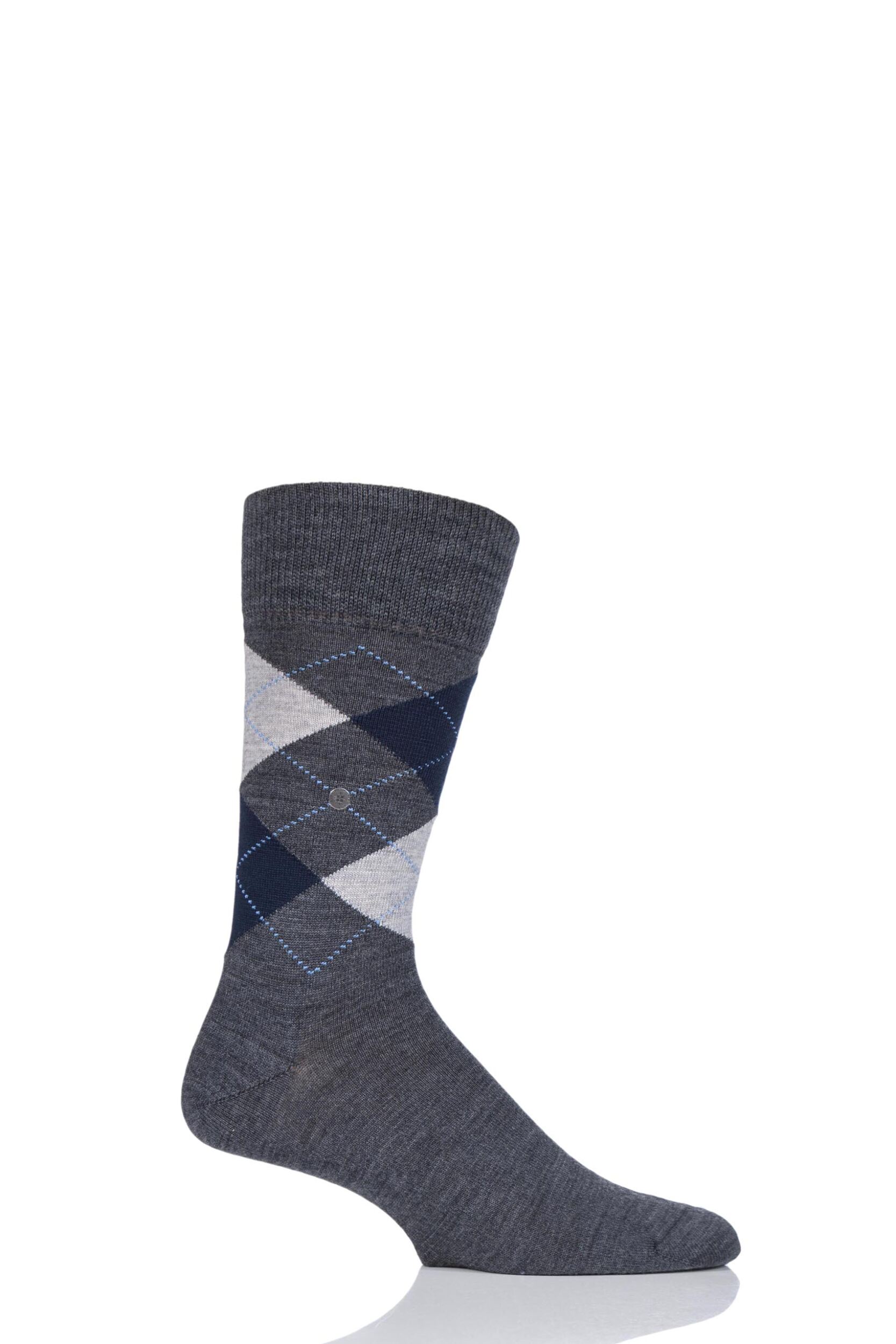 1 Pair Dark Grey Edinburgh Virgin Wool Argyle Socks Men's 6.5-11 Mens - Burlington
