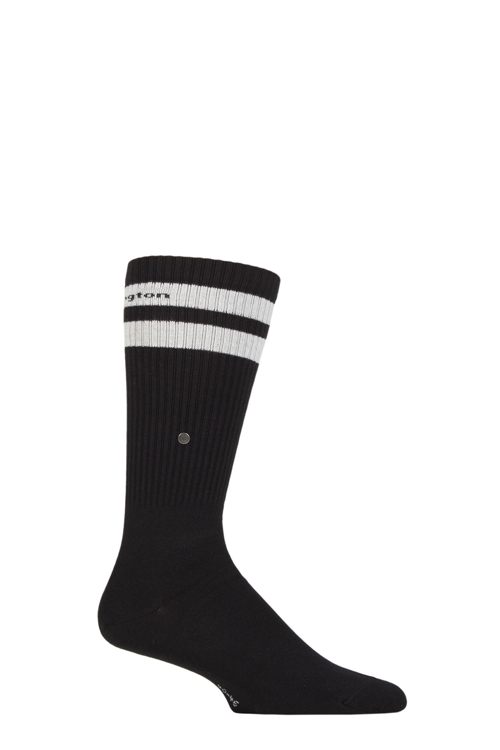 Mens 1 Pair Burlington Court Ribbed Cotton Sports Socks Black 6.5-11 Mens