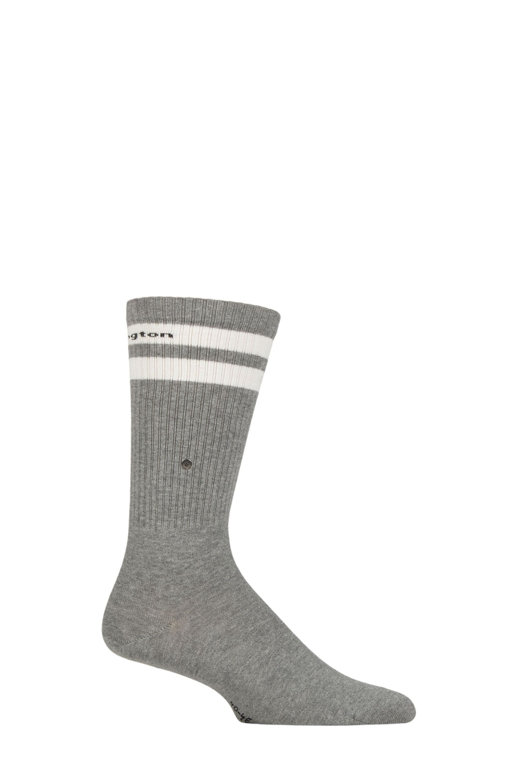 Mens 1 Pair Burlington Court Ribbed Cotton Sports Socks Grey 6.5-11 Mens