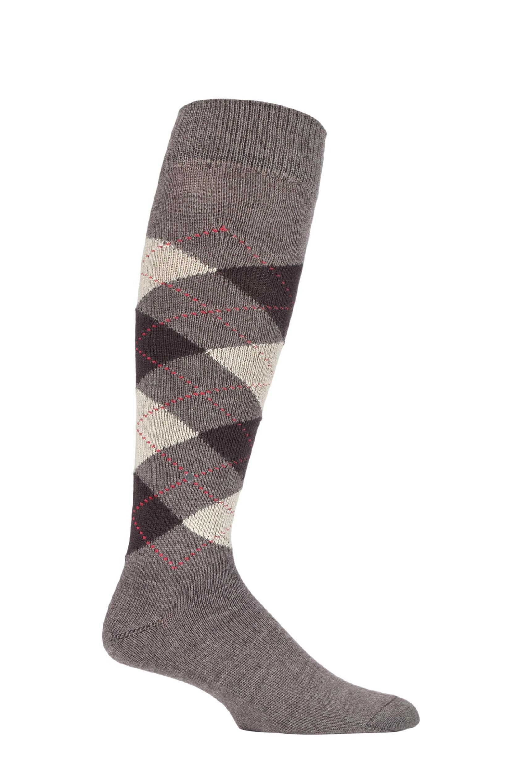 Image of 1 Pair Light Brown Preston Soft Acrylic Knee High Socks Mens6.5-11 Mens - Burlington